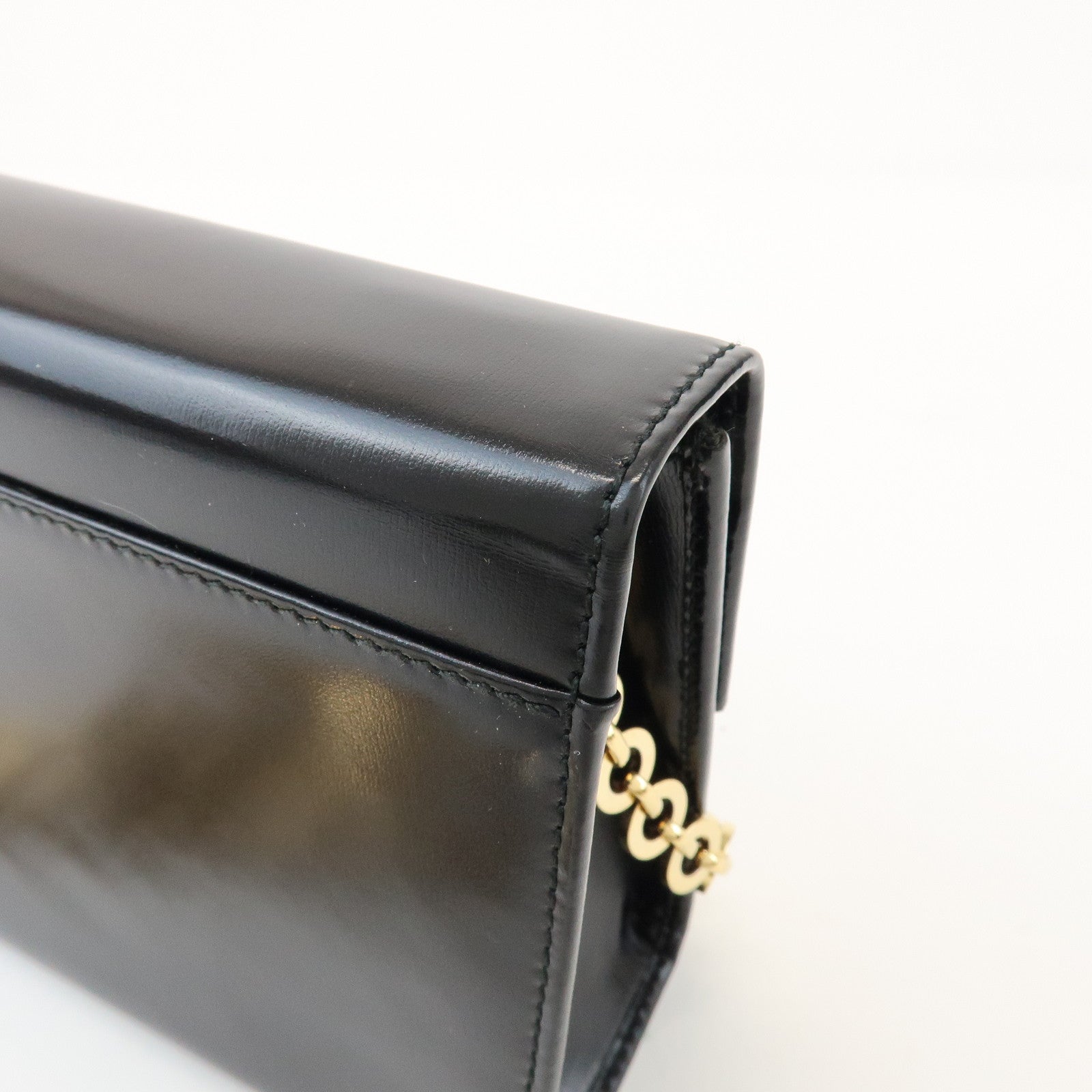 Ferragamo Gancini Leather Chain Shoulder Bag Black