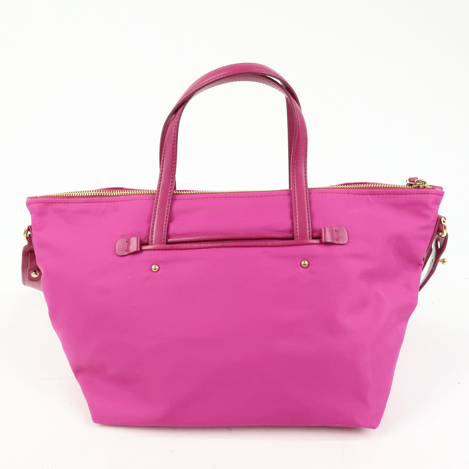 Ferragamo Gancini Nylon Leather 2Way Bag Hand Bag Shoulder Bag Pink