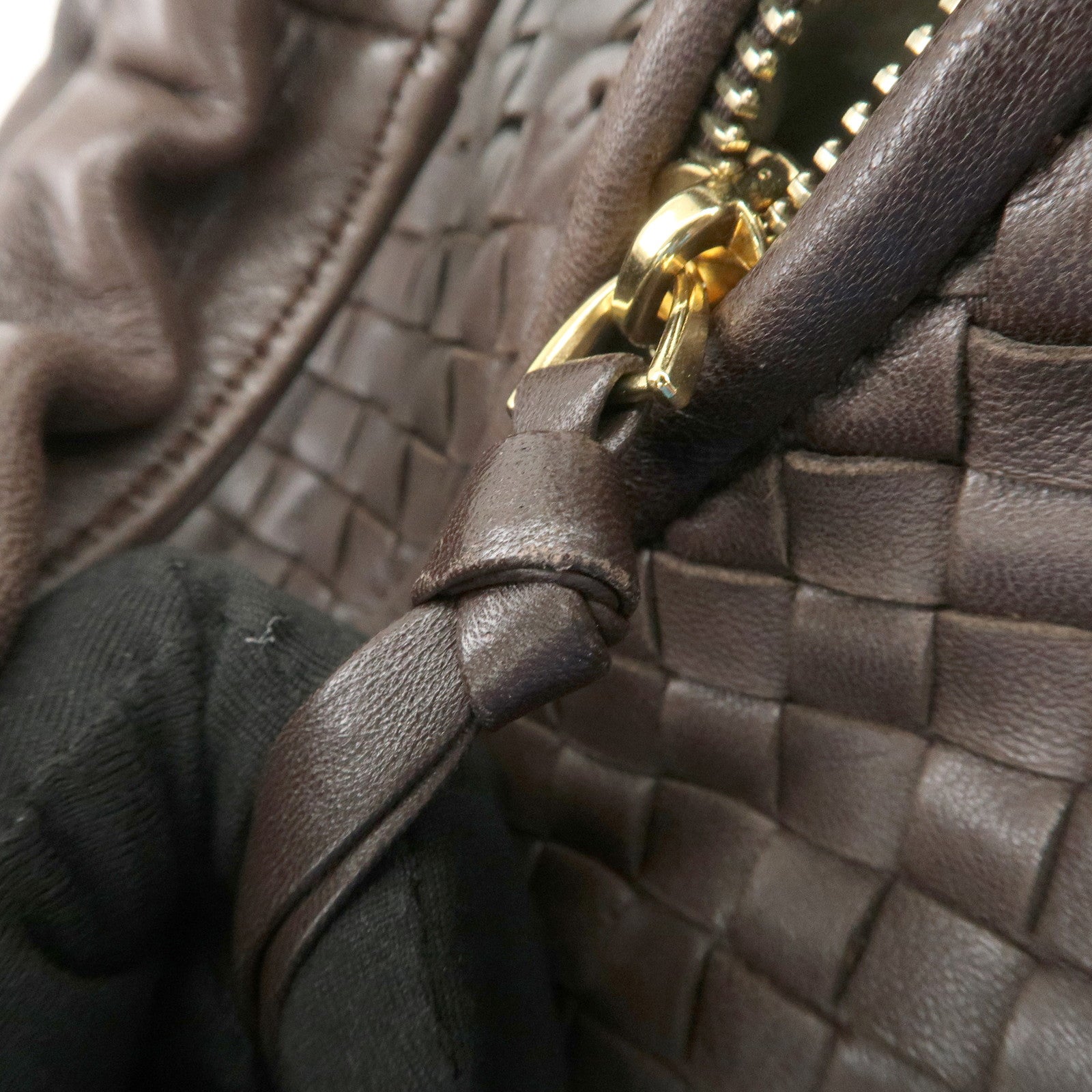 BOTTEGA VENETA Hobo Intrecciato Leather Shoulder Bag Hand Bag Brown