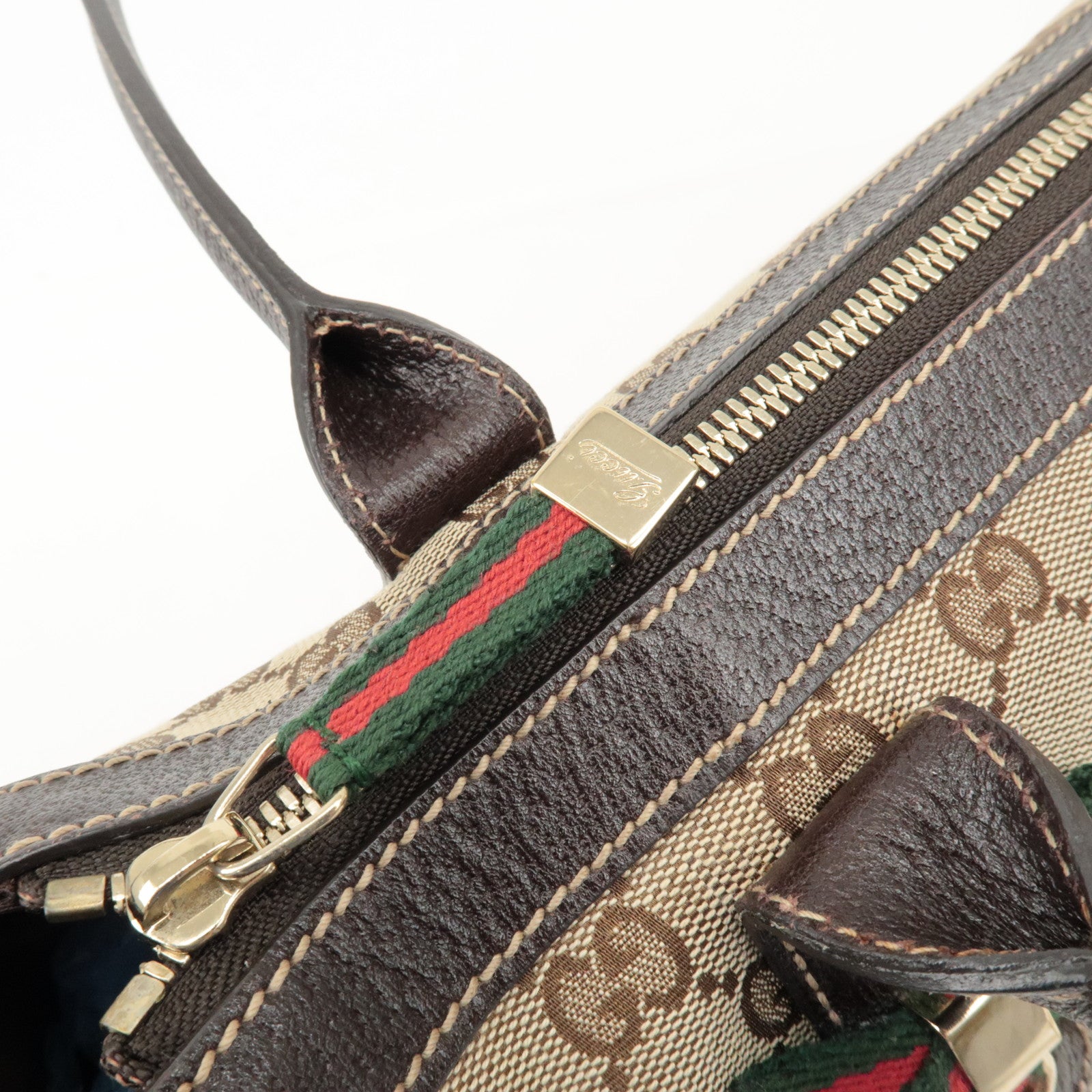 GUCCI Princy Sherry GG Canvas Leather Tote Bag Beige 177052 Used