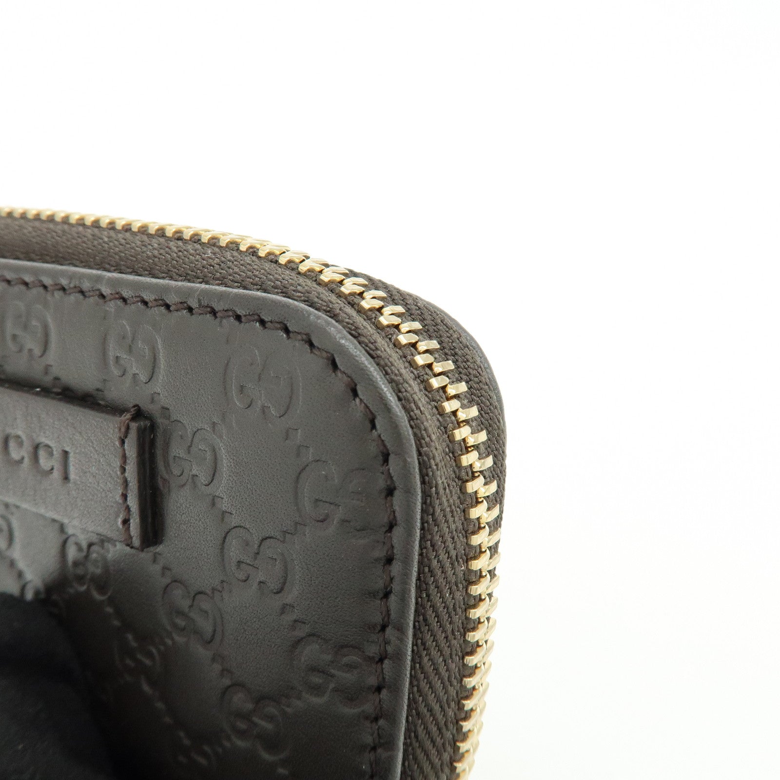 GUCCI Micro Guccissima Leather Coin Case Purse Dark Brown 449896