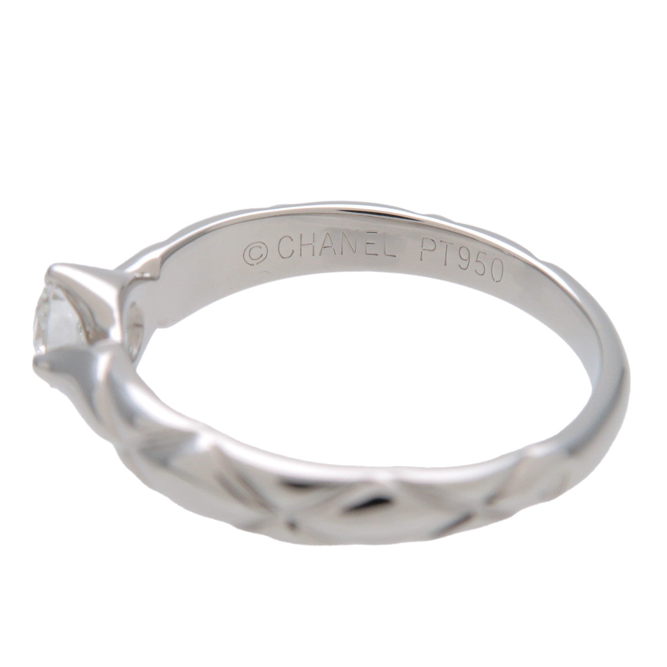 CHANEL Matelasse 1P Diamond Ring PT950 Platinum US5.5 EU51 HK12