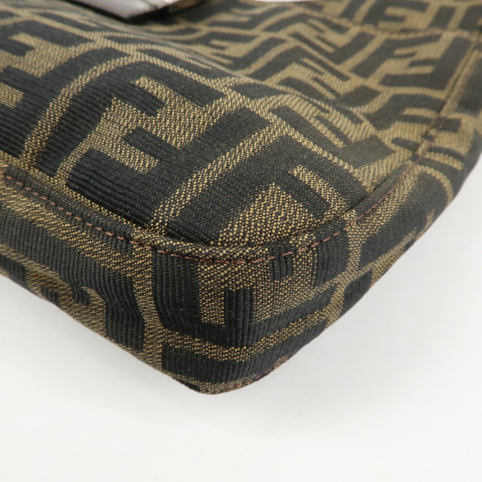 FENDI Zucca Canvas Leather Shoulder Bag Black Brown 26569