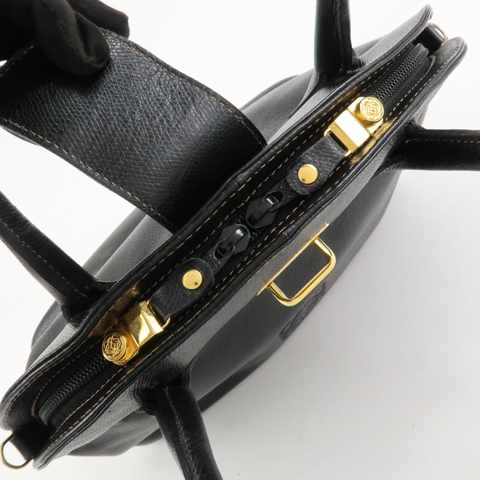 LOEWE Anagram Leather 2WAY Bag Shoulder bag Hand Bag Black