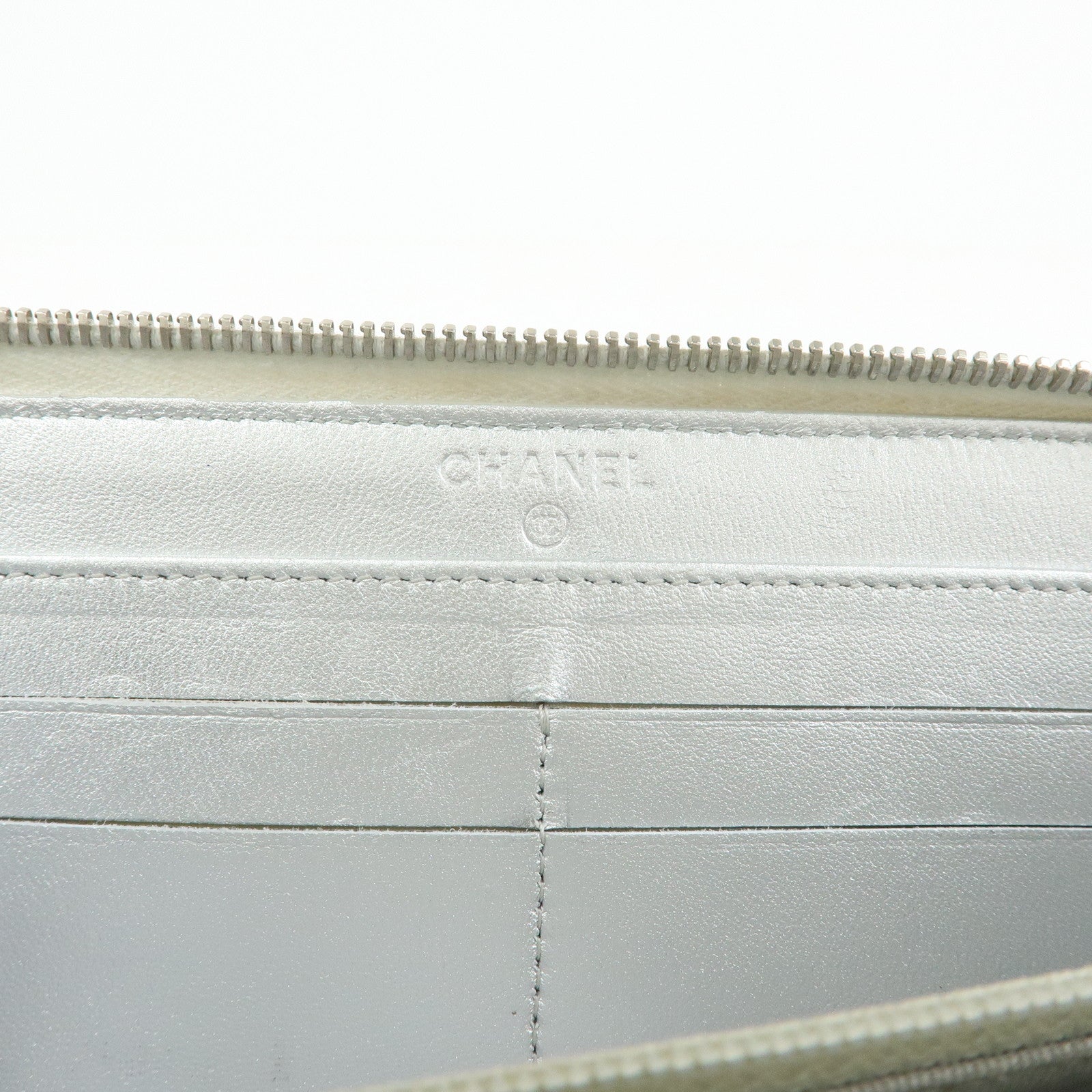 CHANEL Matelasse COCO Mark Lamb Skin Zippy Long Wallet A50097