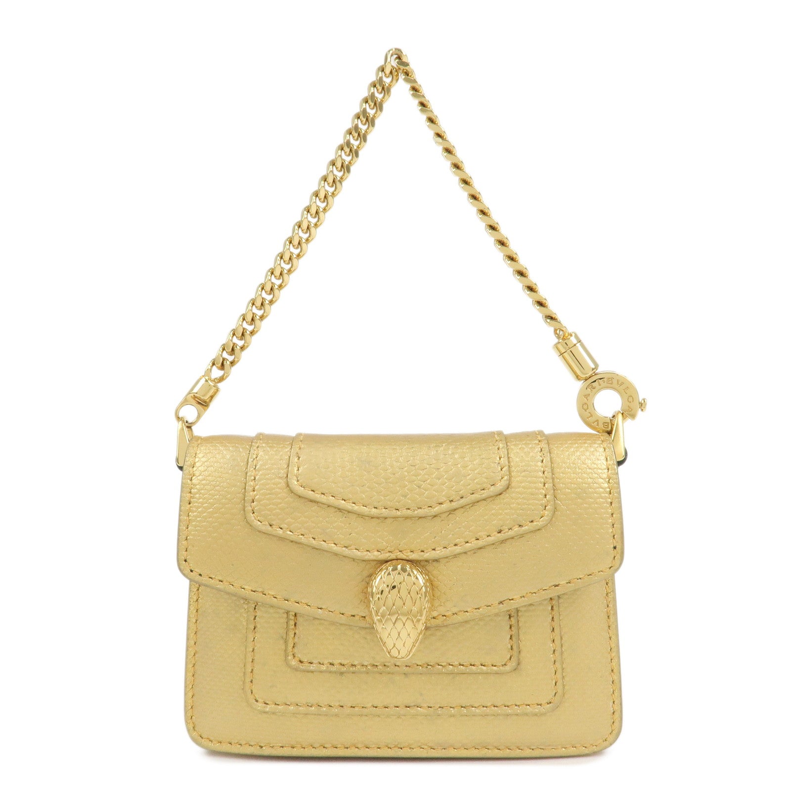 BVLGARI Serpenti Forever Leather Bag Charm Gold