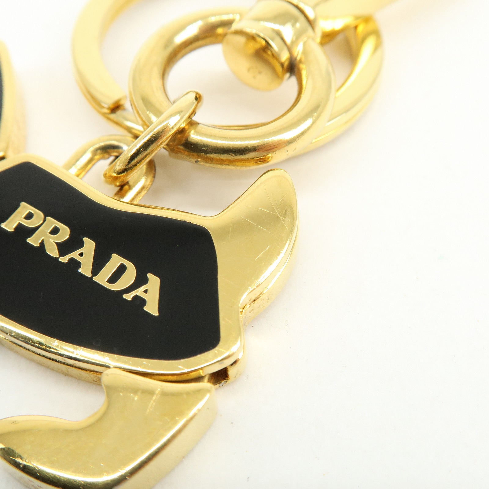 PRADA Dog Motif Metal Bag Charm Key Holder Black