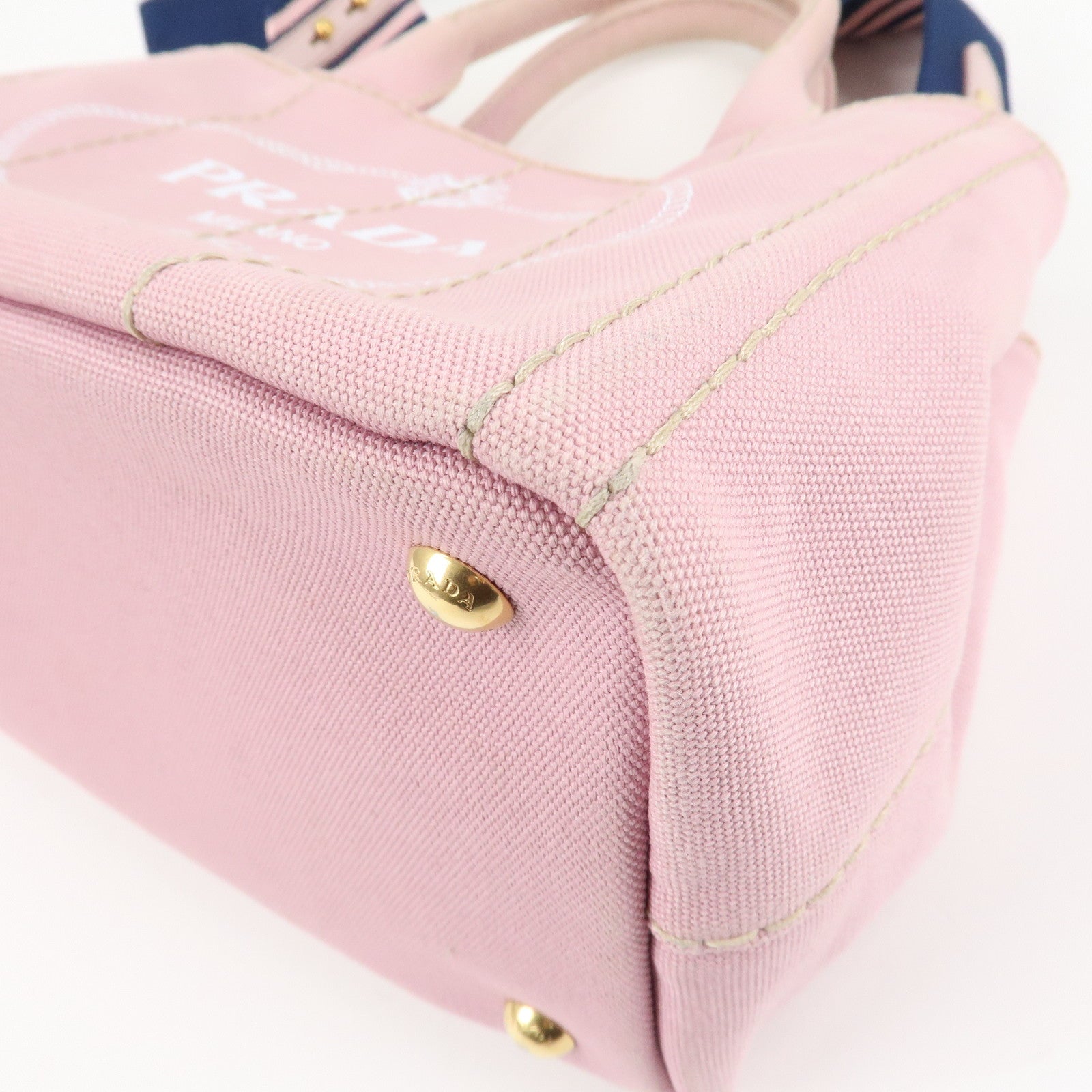 PRADA Canapa Mini Denim Hand Bag Tote Bag Pink 1BG439 Used
