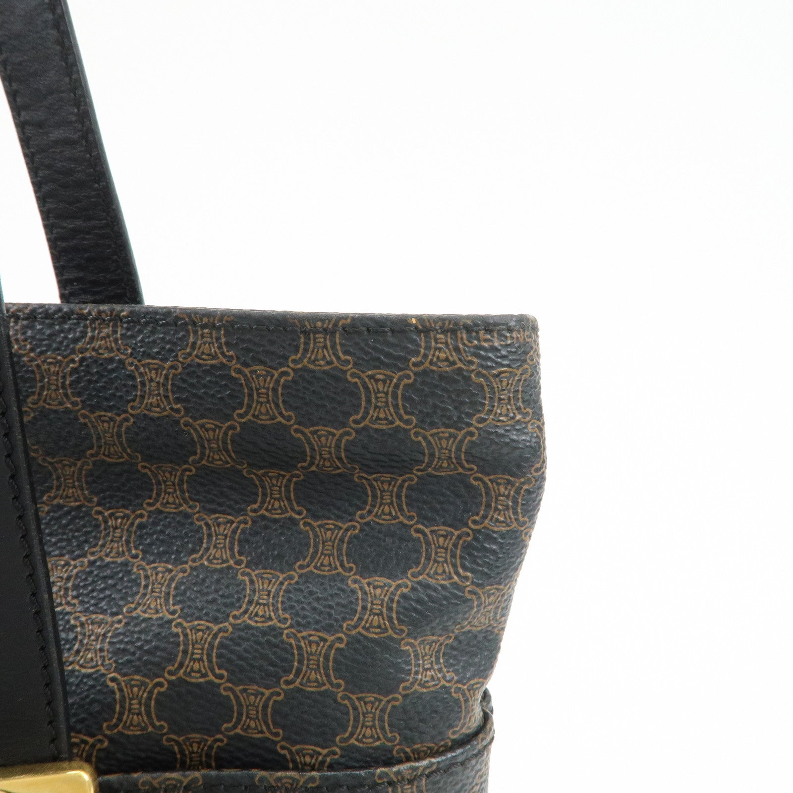 CELINE Macadam Logo PVC Leather Tote Bag Shoulder Bag Brown Black