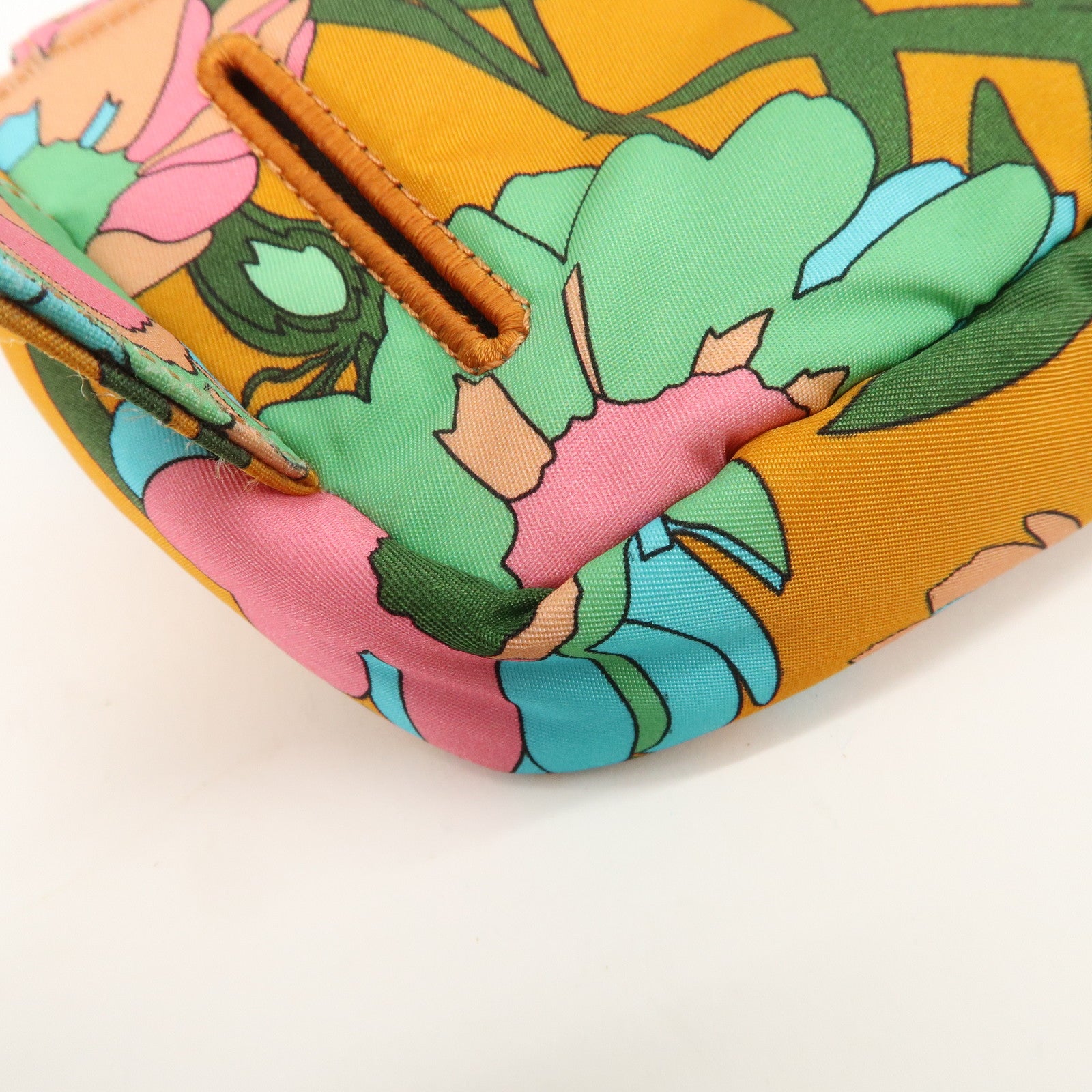 FENDI Bagguette Nylon 2Way Bag Waist Bag Orange Multi Color 8BR782 Used