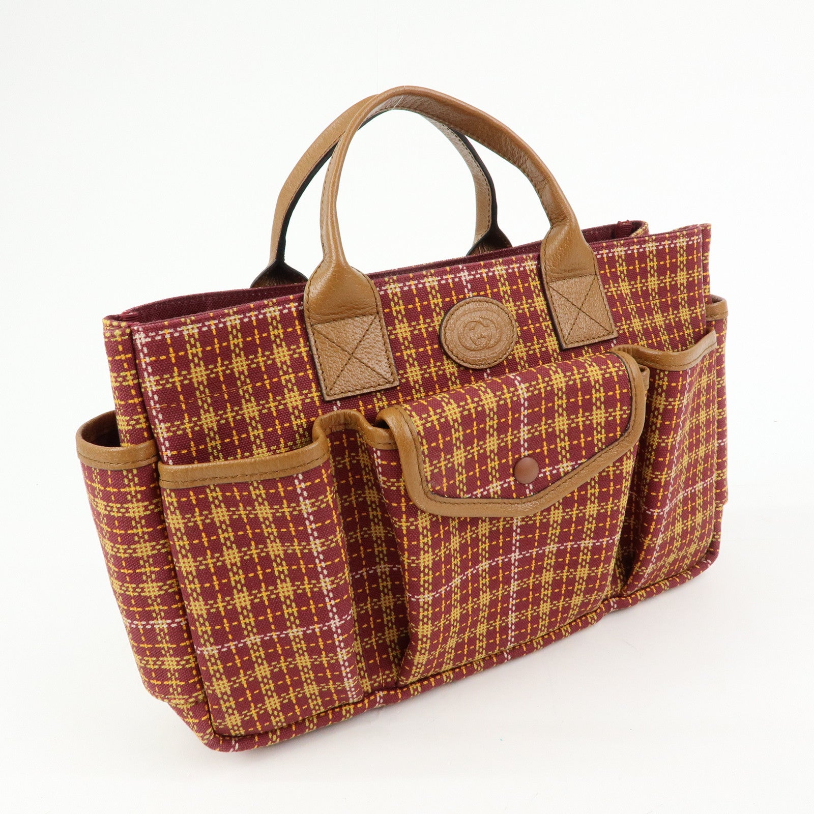 GUCCI Children’s Canvas Leather Tote Bag Bordeaux Brown 628150