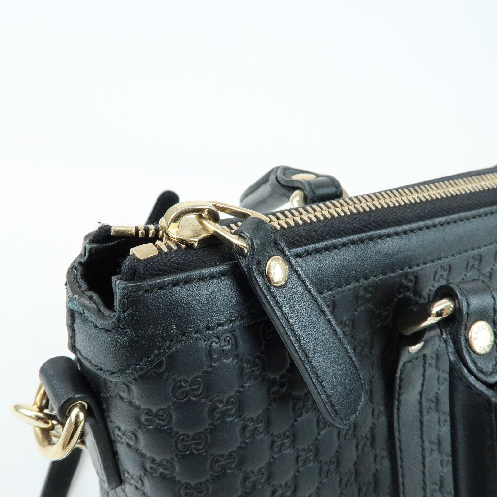 GUCCI Guccissima Leather 2Way Bag Hand Bag Tote Bag Black 449656
