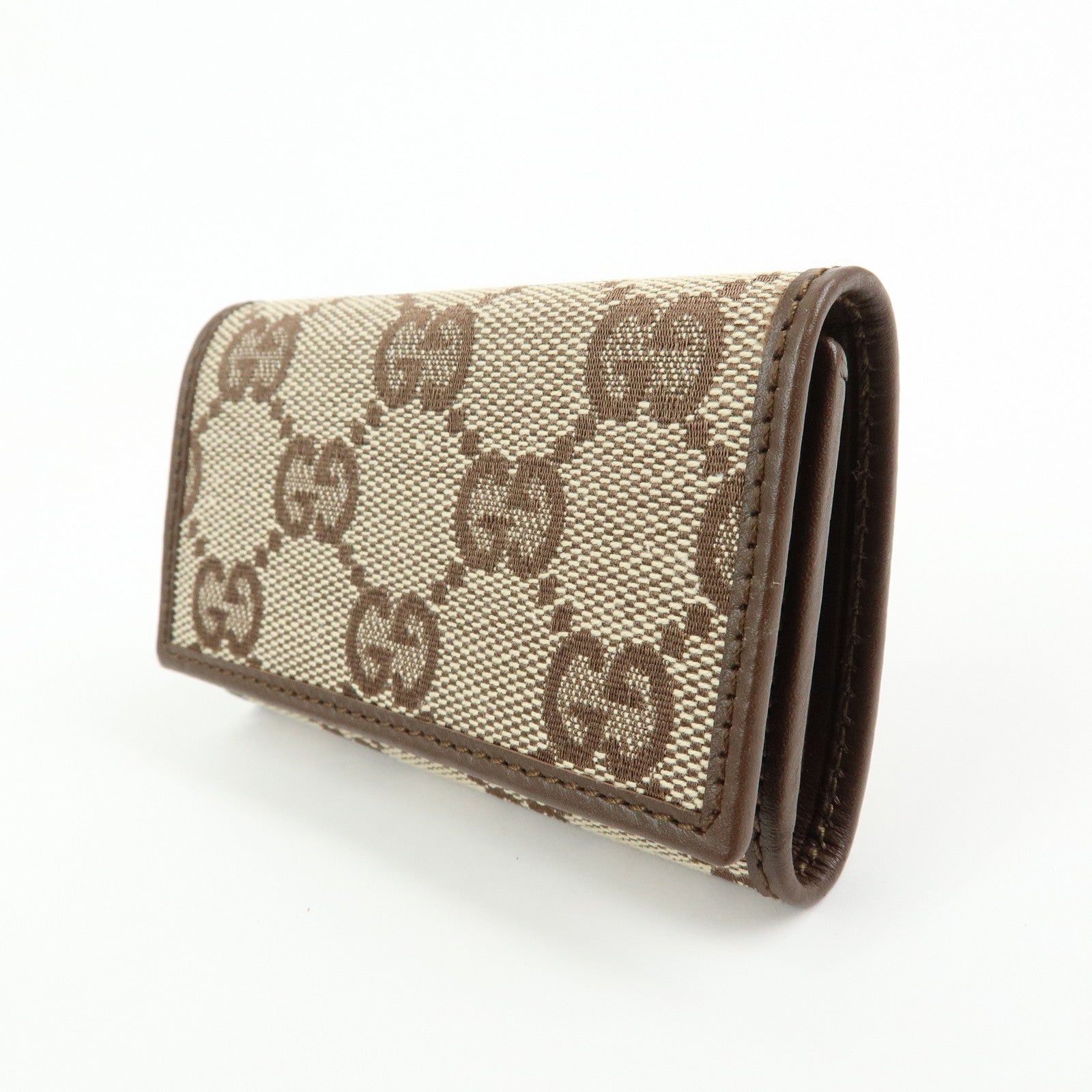 GUCCI GG Canvas Leather 6 Ring Key Case Beige Brown