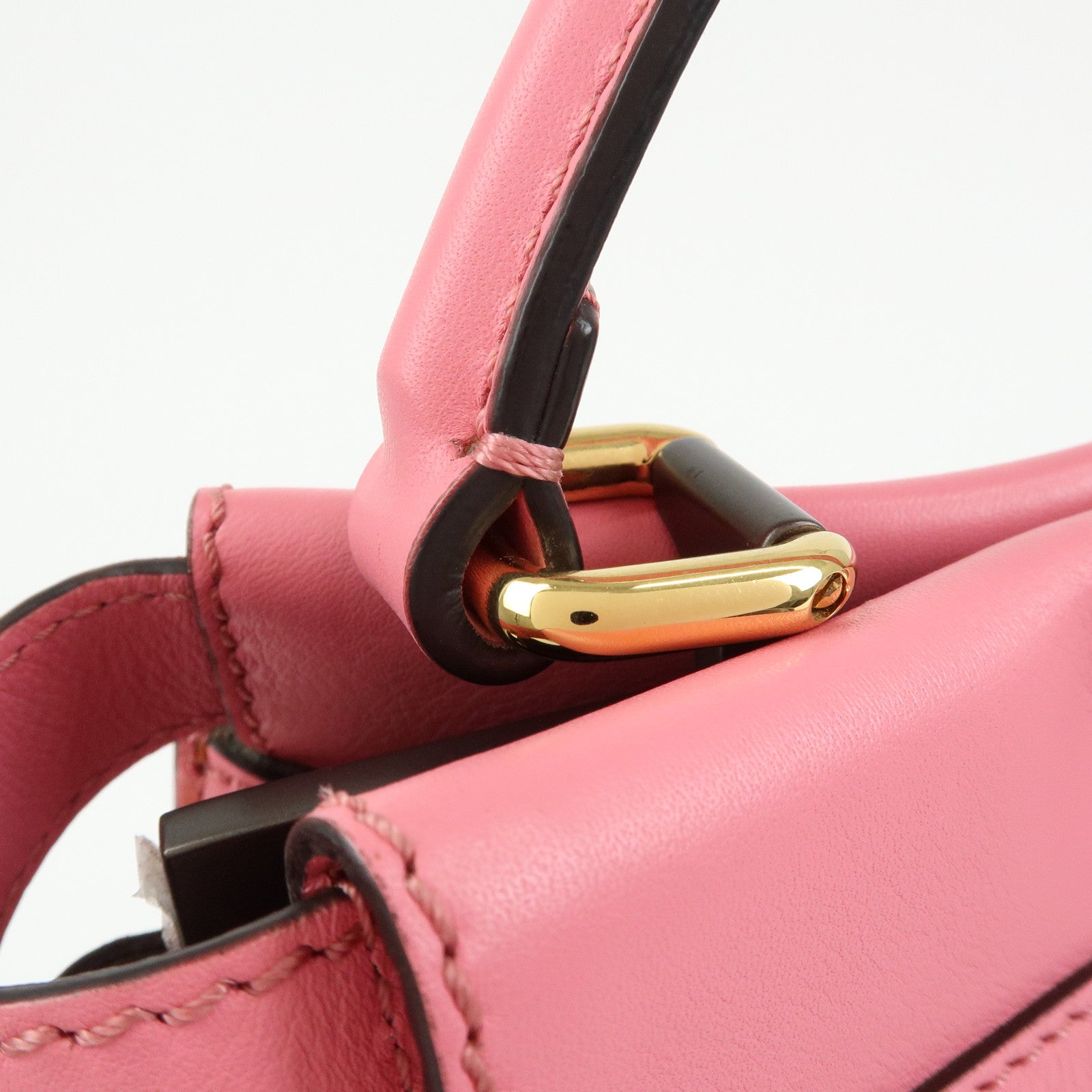 FENDI Peekaboo Leather 2Way Bag Hand Bag Shoulder Bag Pink 8BN290