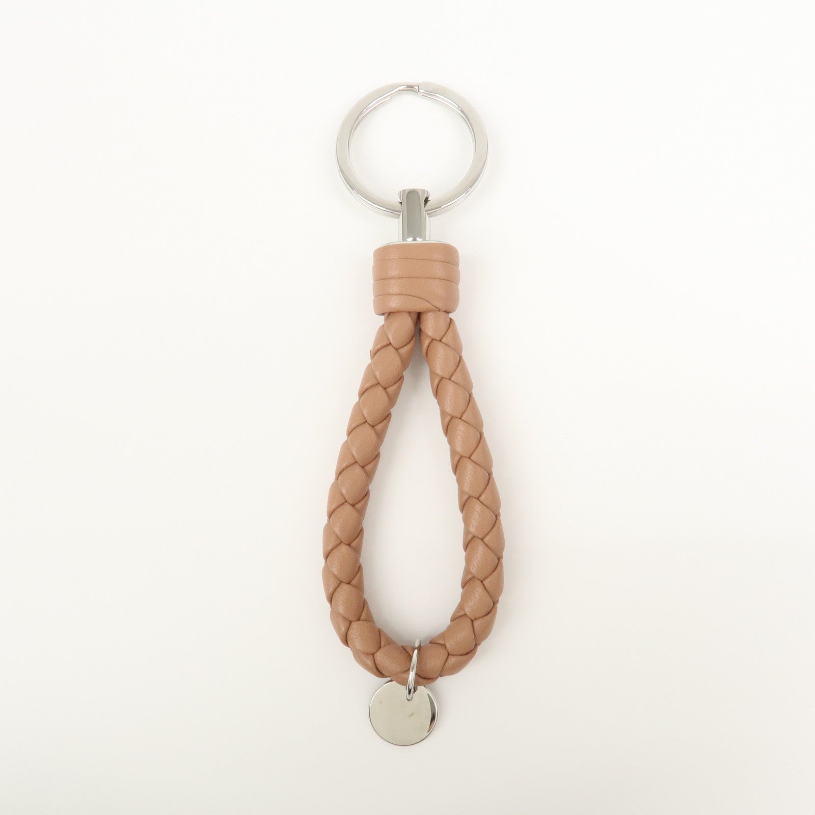 BOTTEGA VENETA Intrecciato Leather Key Holder Bag Charm Brown