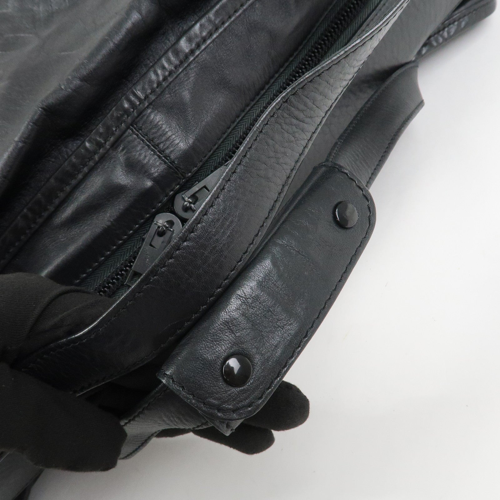 LOEWE Anagram Leather Boston Bag Hand Bag Travel Bag Black