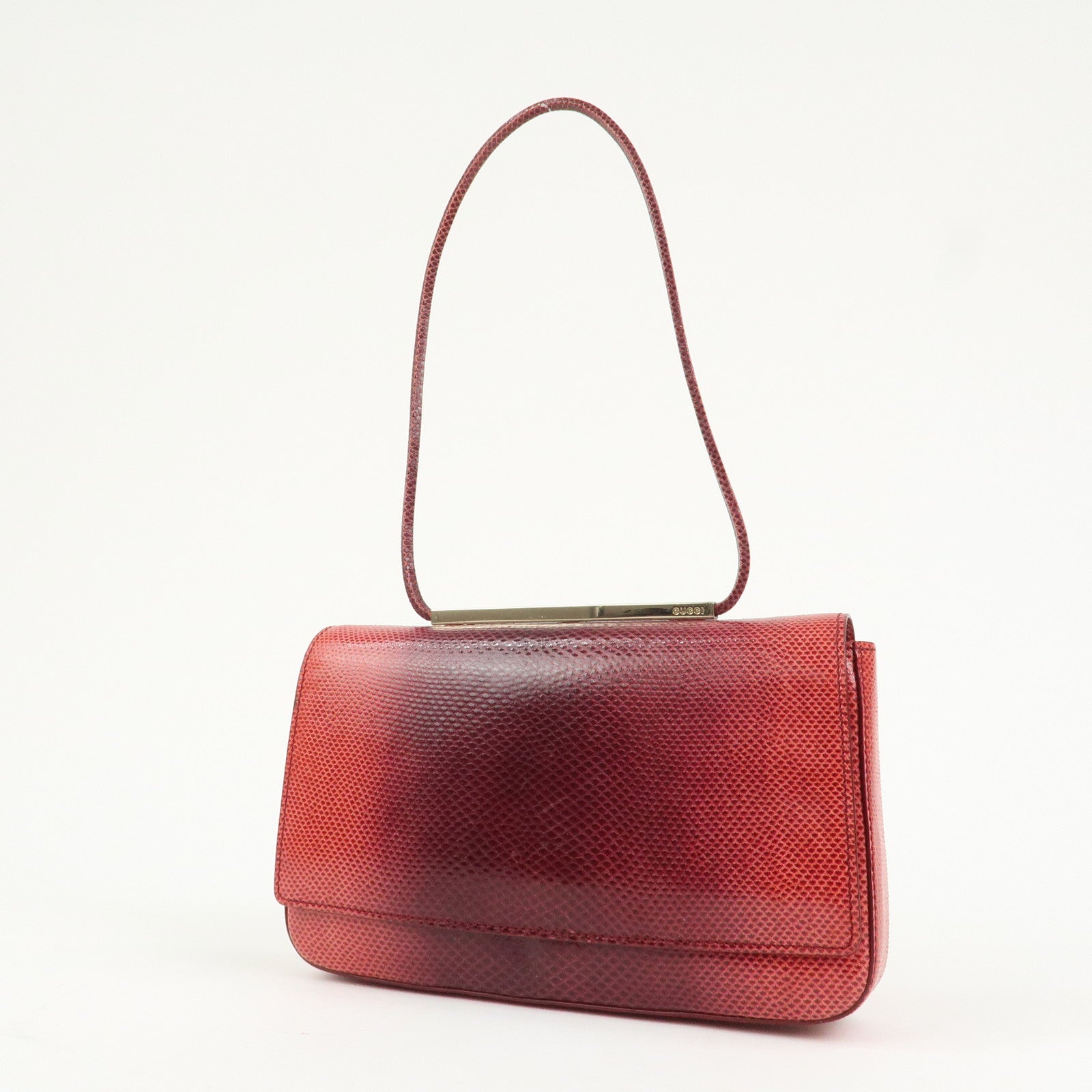GUCCI Logo Leather Hand Bag Shoulder Bag Red 011.4227