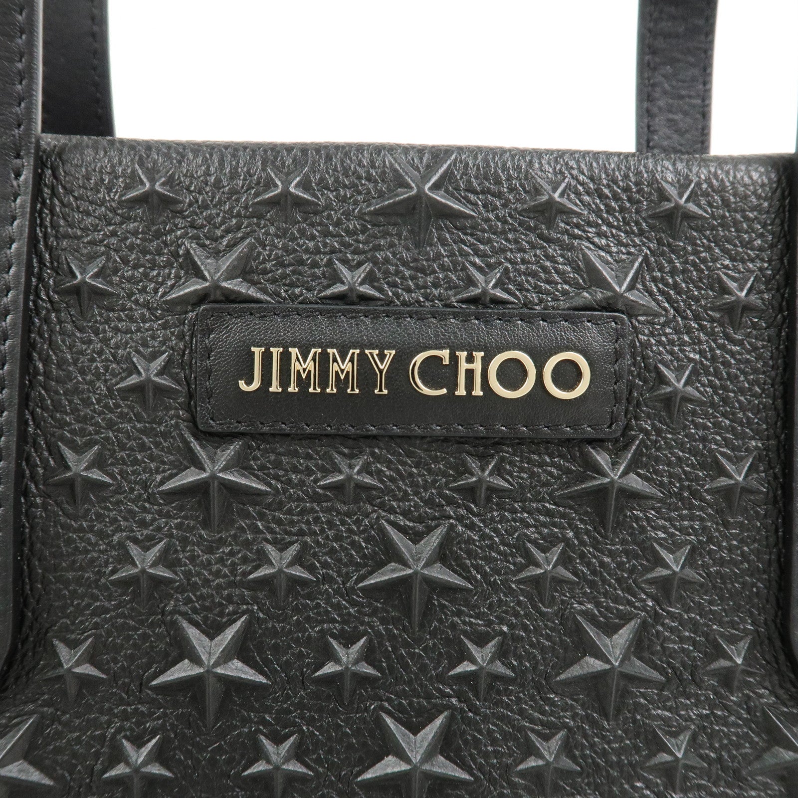 JIMMY CHOO Star Emboss SOFIASEMG Calf Leather Tote Bag Black