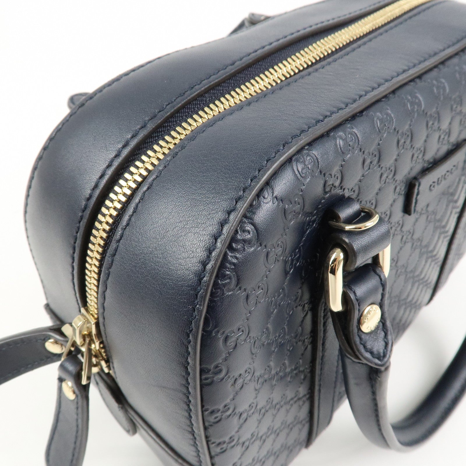 GUCCI Micro Guccissima Leather 2 Way Bag Hand Bag Dark Navy 510289