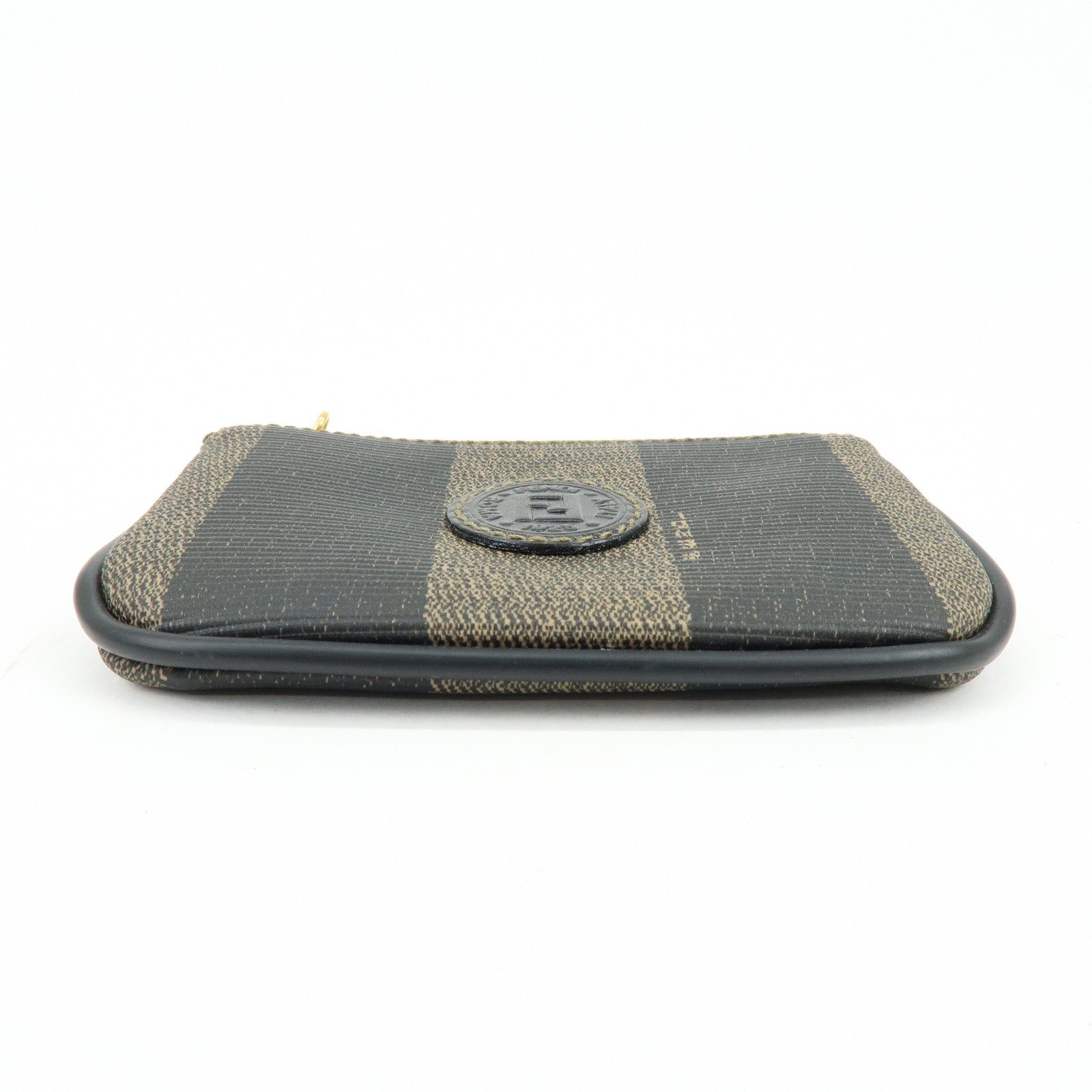 FENDI Pequin PVC Coated Canvas Coin Case Black Beige