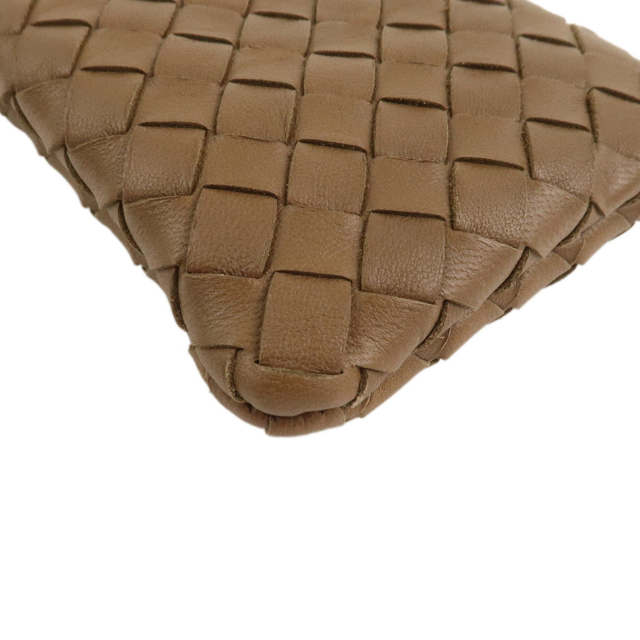 BOTTEGA VENETA Intrecciato Leather Phone Pouch Brown 172765