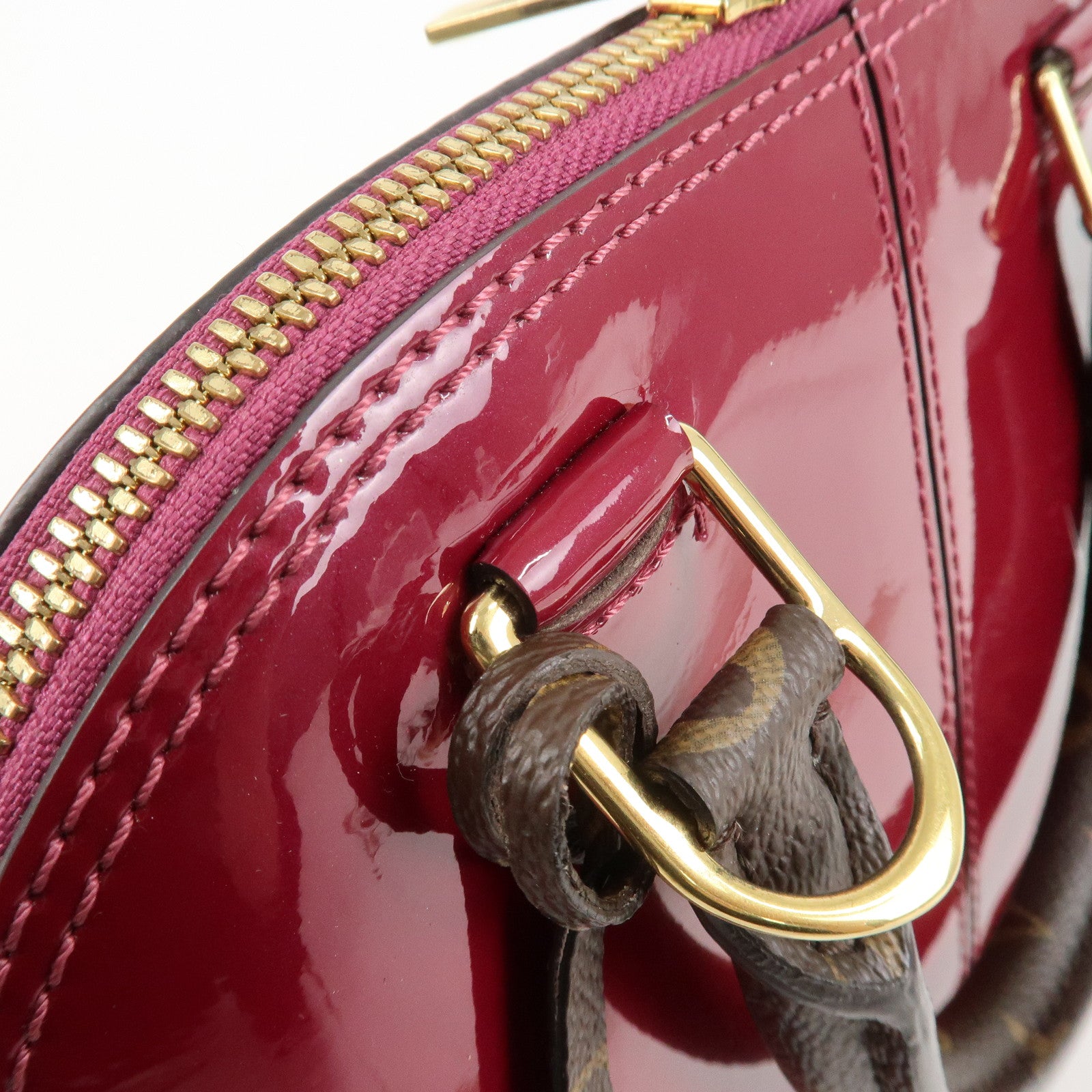 Louis Vuitton Monogram Vernis Alma BB 2Way Hand Bag Magenta M54785 Used
