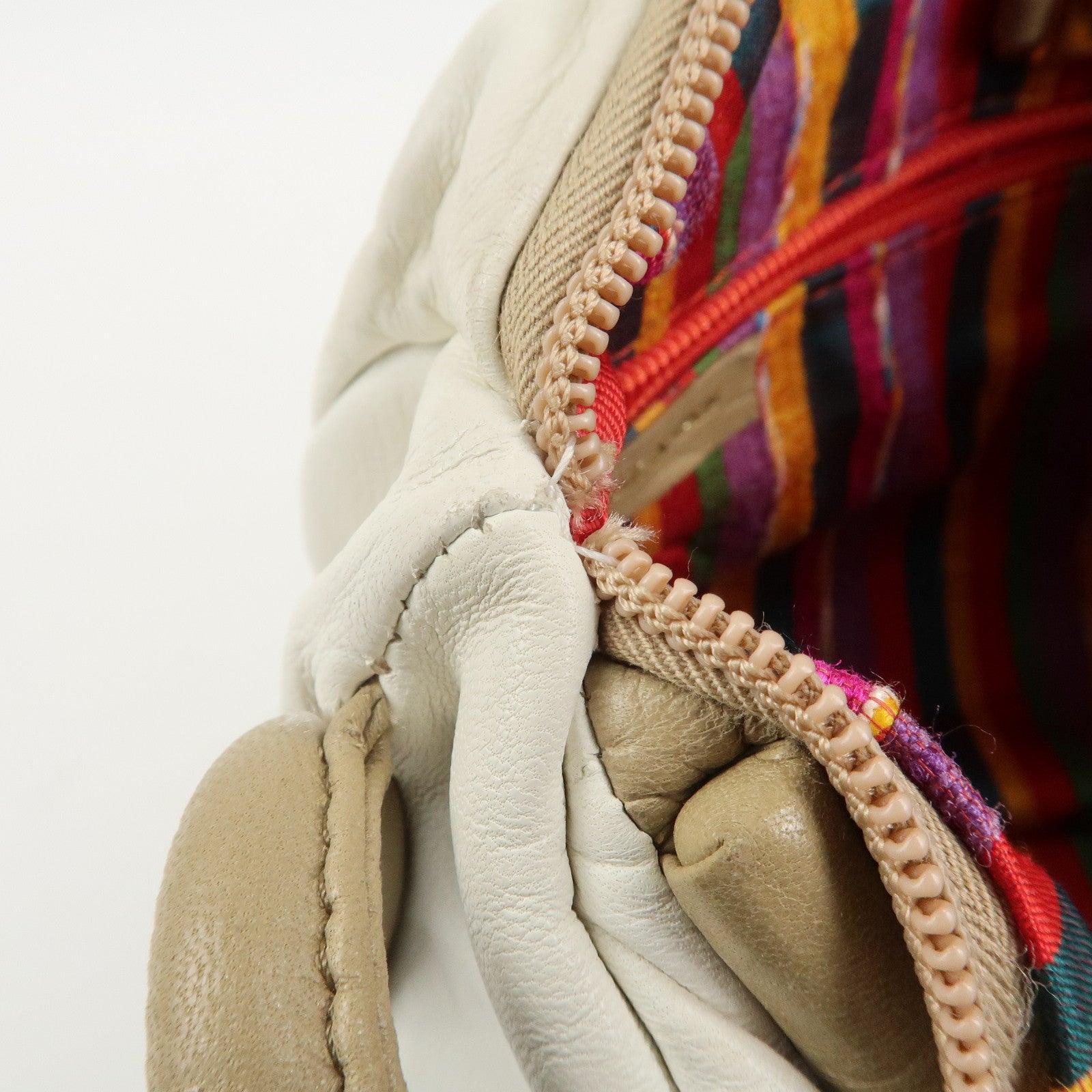 LOEWE Leather Shoulder Bag Crossbody Bag Beige White Used