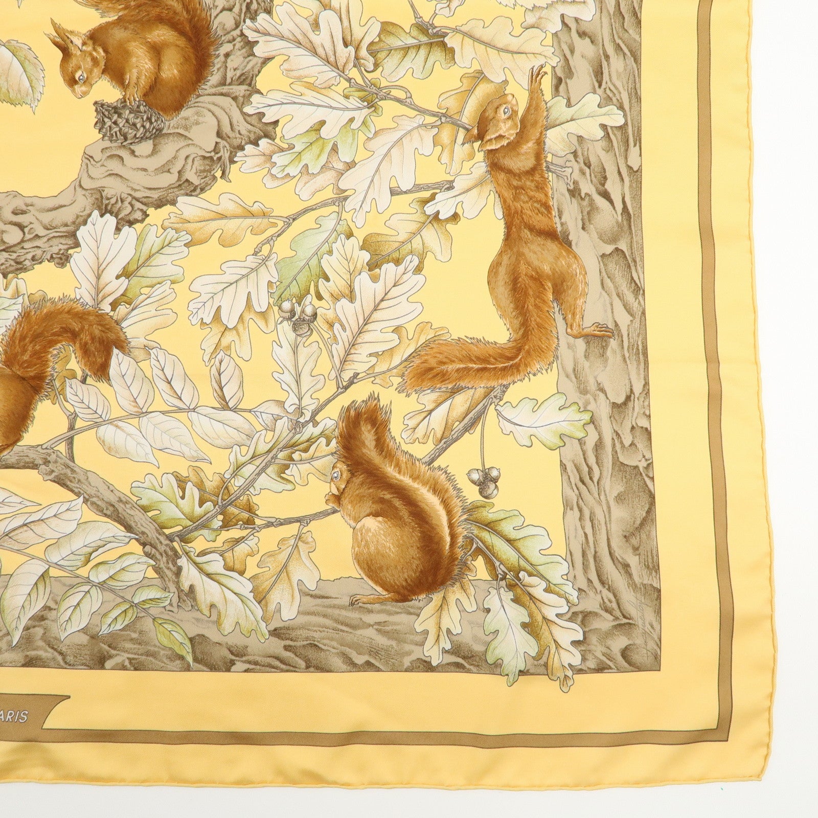 HERMES Carre 90 Silk 100% Scarf CASSE NOISETTE Orange Brown