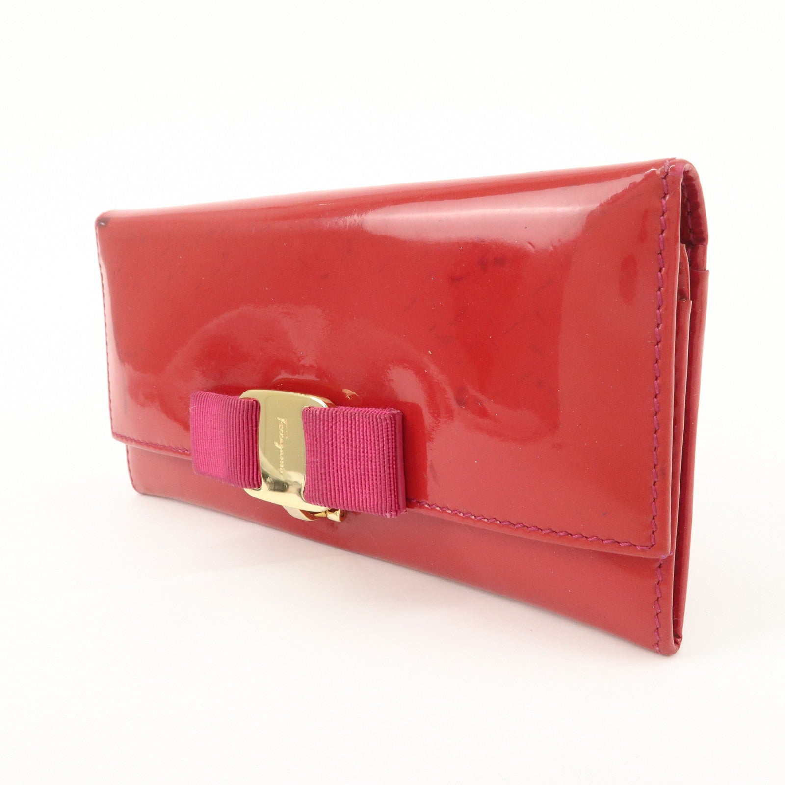 Ferragamo Set of 3 Leather Wallet Red Black Beige Used