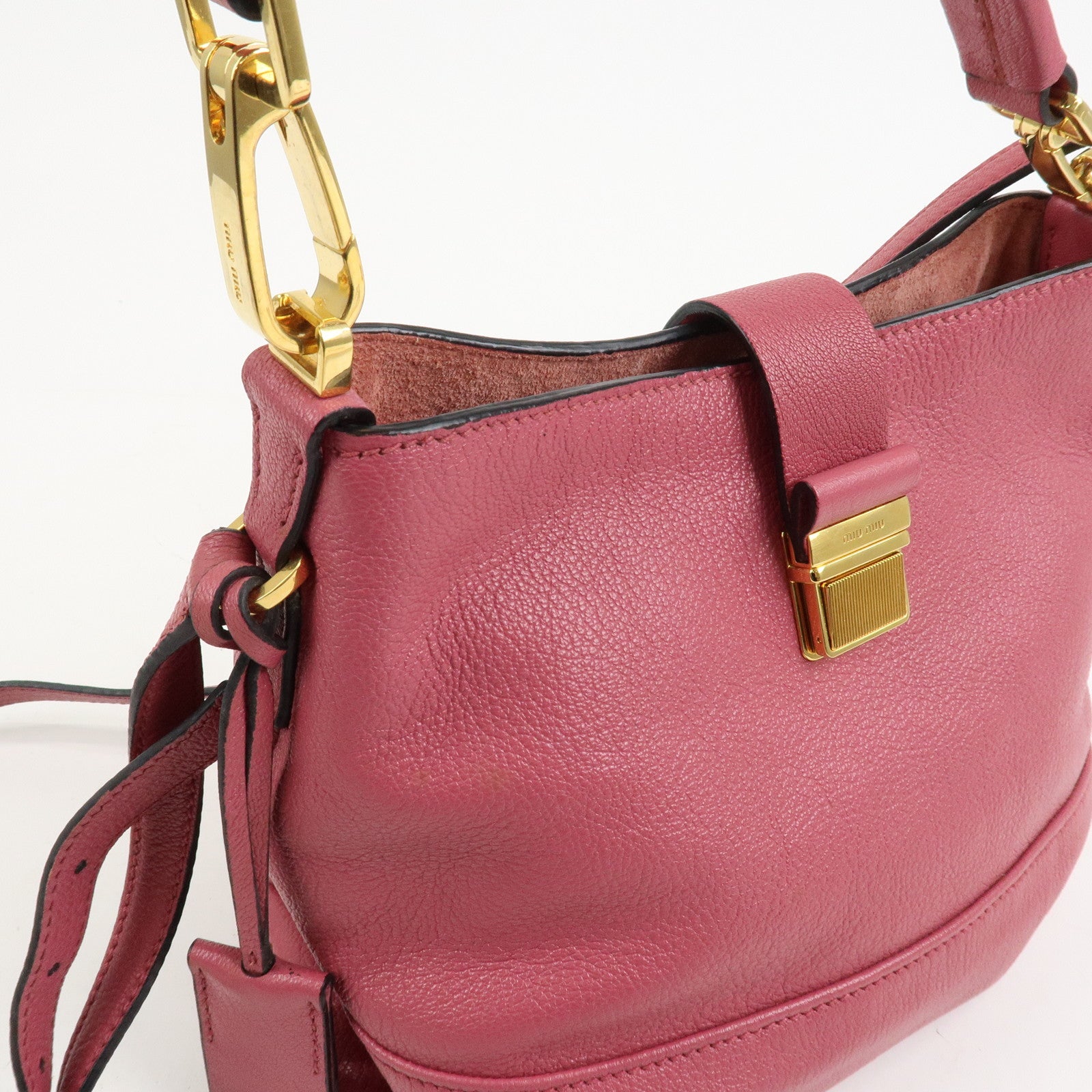 MIU MIU Madras 2Way Bag Hand Bag Shoulder Bag Pink RR1951