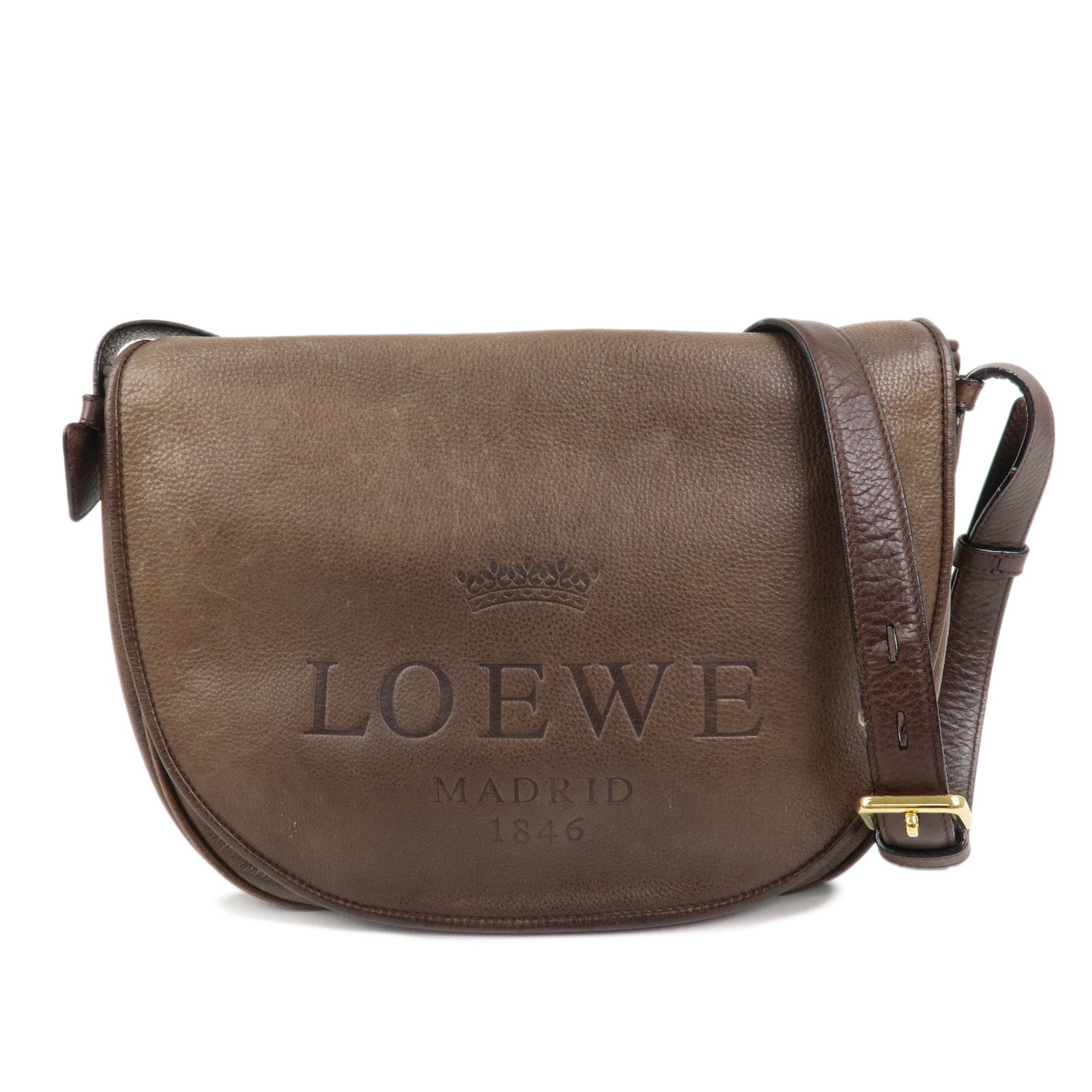 LOEWE Heritage Leather Shoulder Bag Cross Body Bag Brown