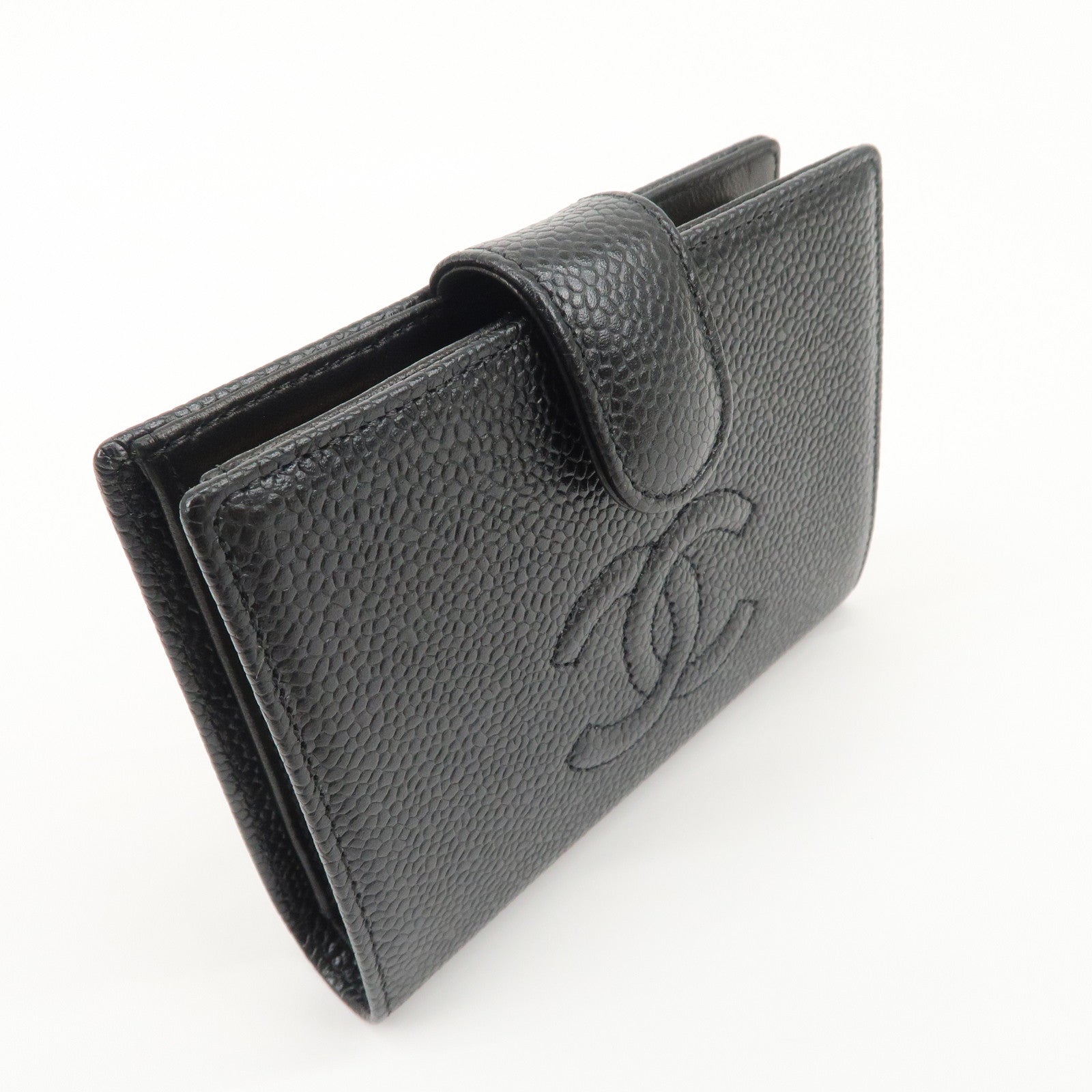 CHANEL COCO Mark Caviarskin Bi-fold Small Wallet Black A13497