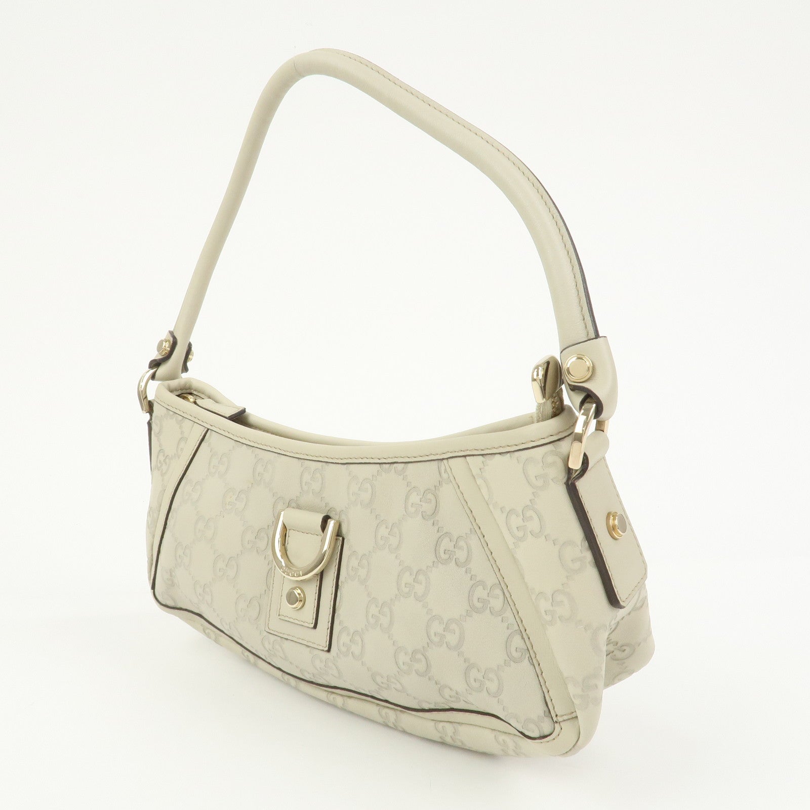 GUCCI Abbey Guccissima Leather Shoulder Bag Hand Bag Ivory 130939