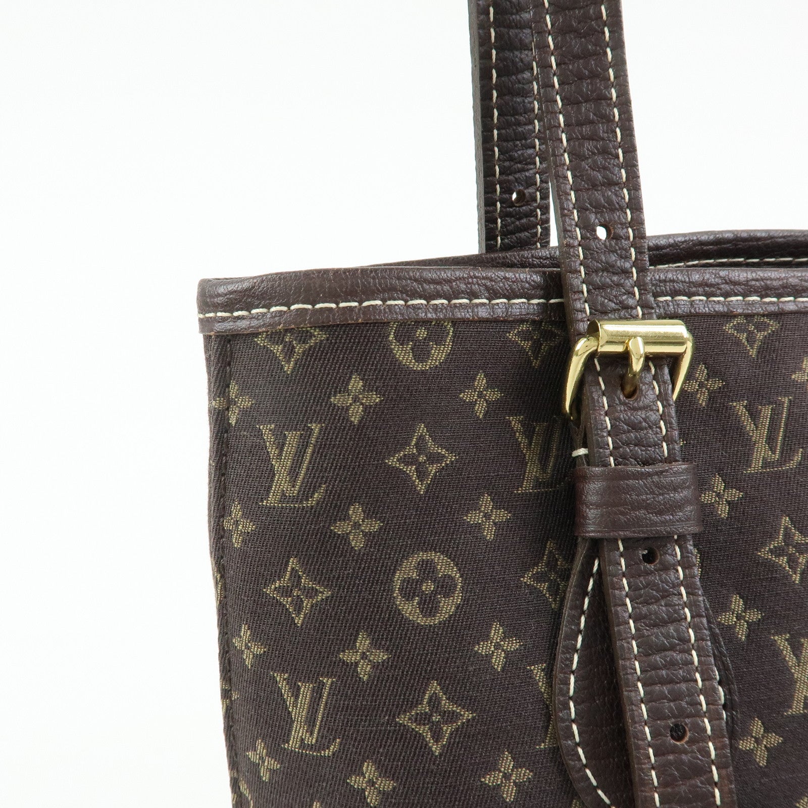 Louis Vuitton Monogram Mini Lin Bucket PM Tote Bag Ebene M95226