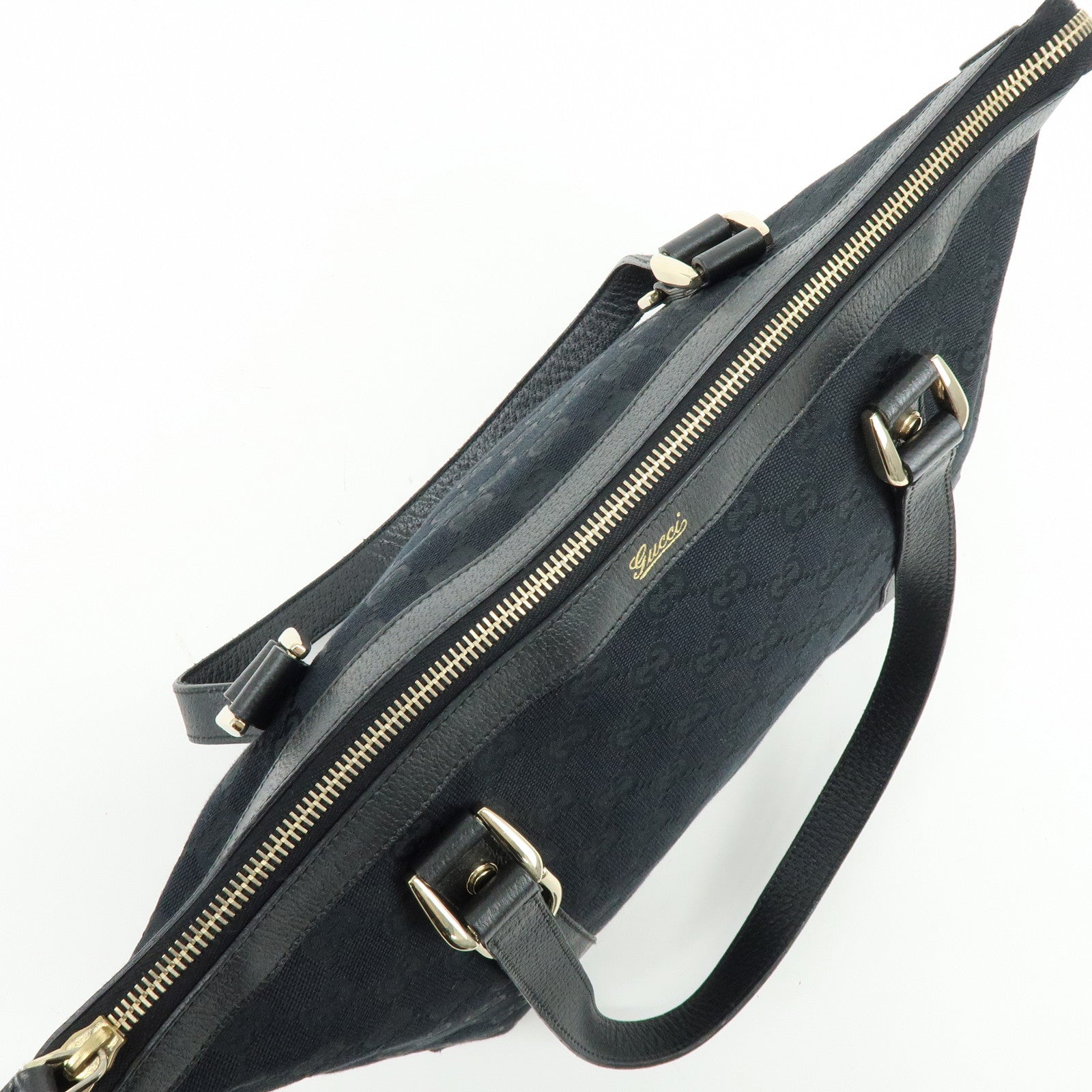 GUCCI Abbey GG Canvas Leather Tote Bag Shoulder Bag Black 141470