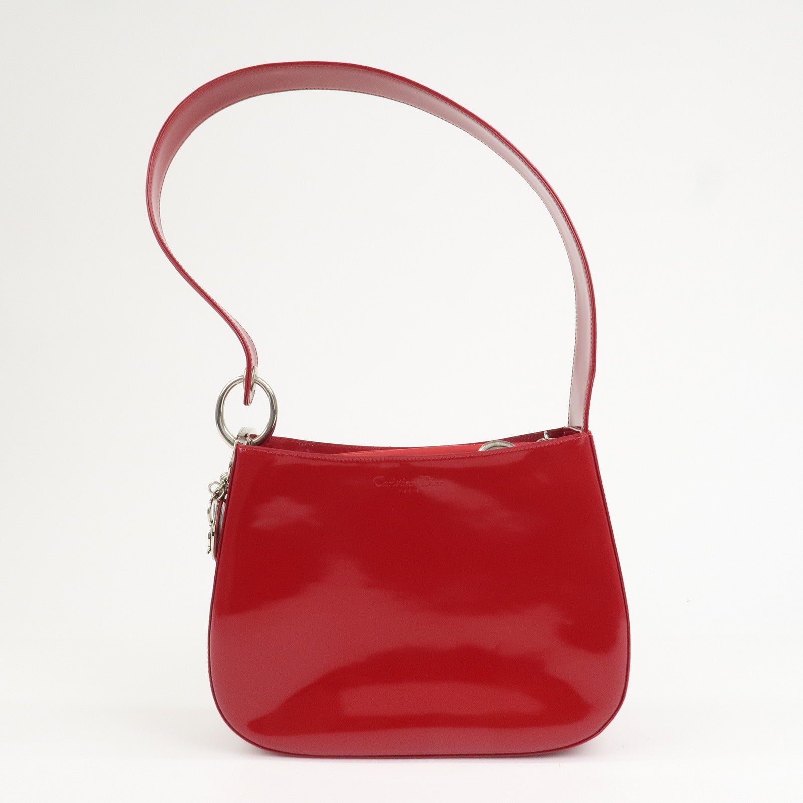 Christian Dior Cannage Patent Leather One Shoulder Bag Red