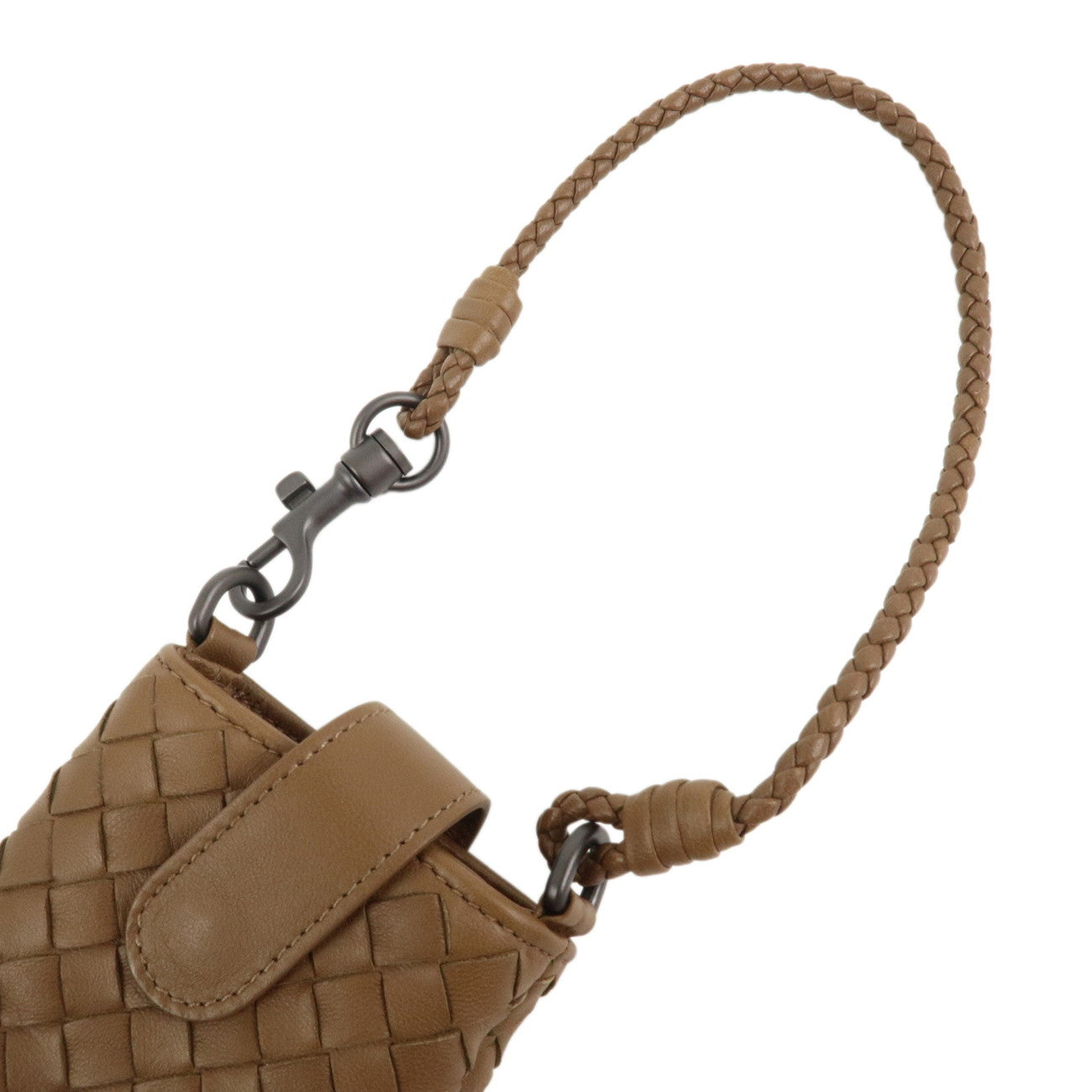 BOTTEGA VENETA Intrecciato Leather Phone Pouch Brown 172765