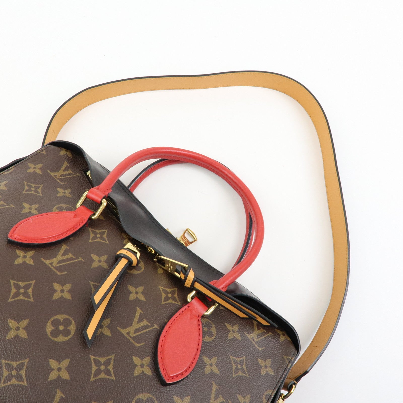 Louis Vuitton Monogram Tuileries Tote 2Way Bag Brown Red M41454