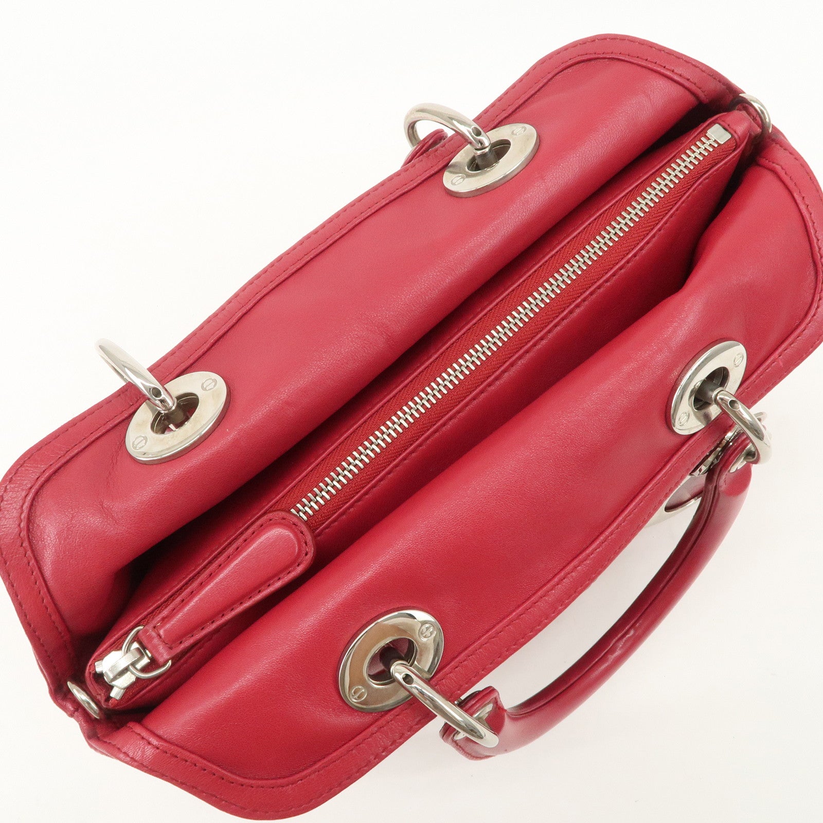 Christian Dior Leather 2Way Bag Hand Bag Shoulder Bag Pink Used