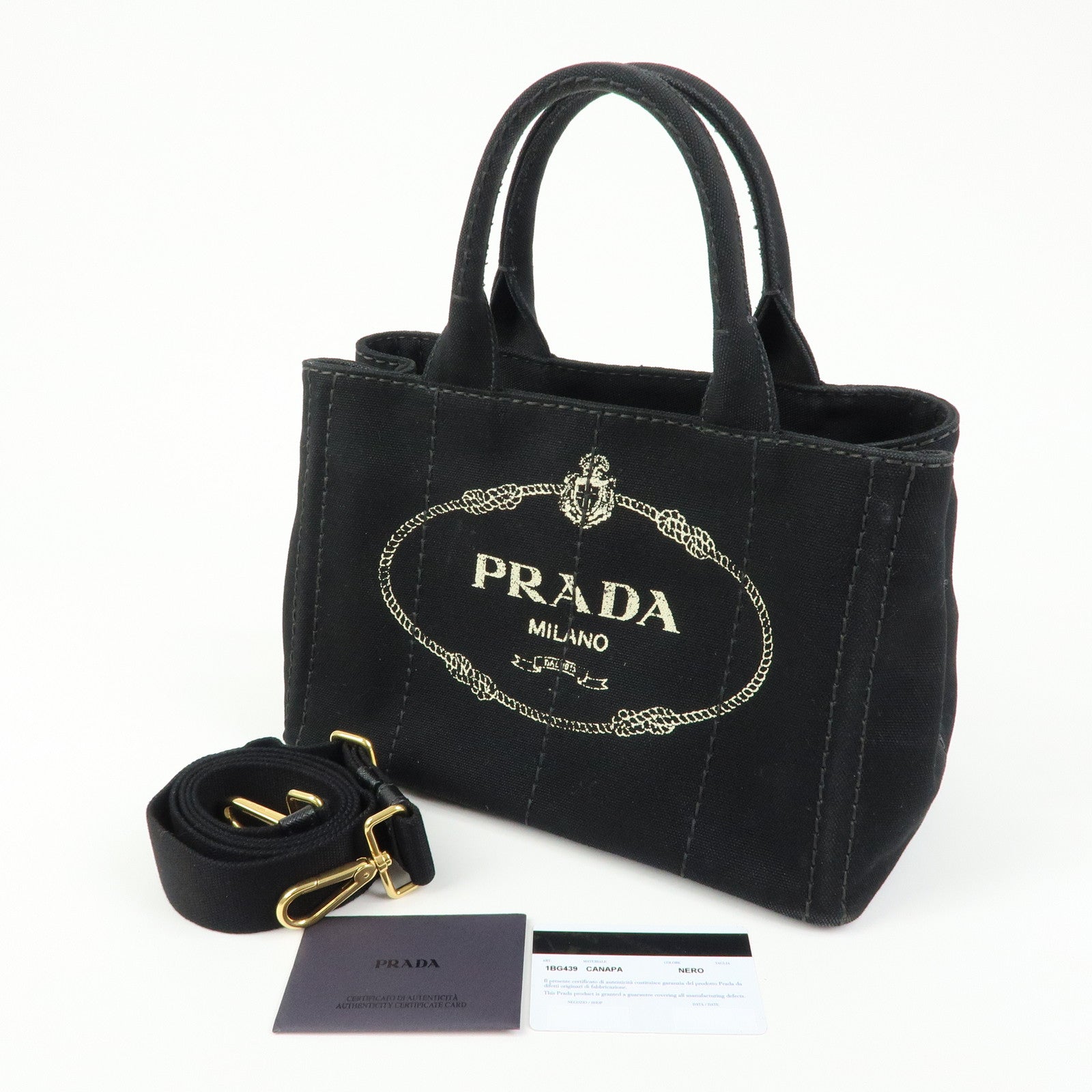 PRADA Triangle Logo Canapa Mini Canvas 2Way Bag Hand Bag 1BG439