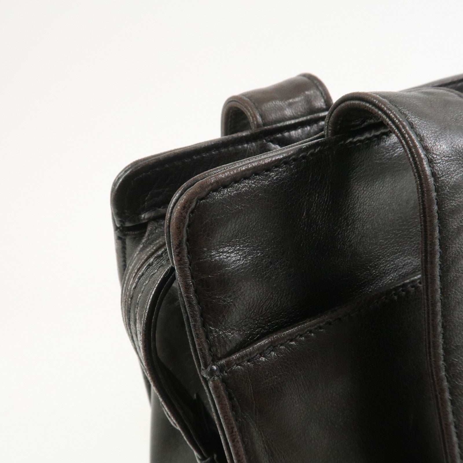 CHANEL COCO Mark Lambskin Tote Bag Shoulder Bag Dark Brown