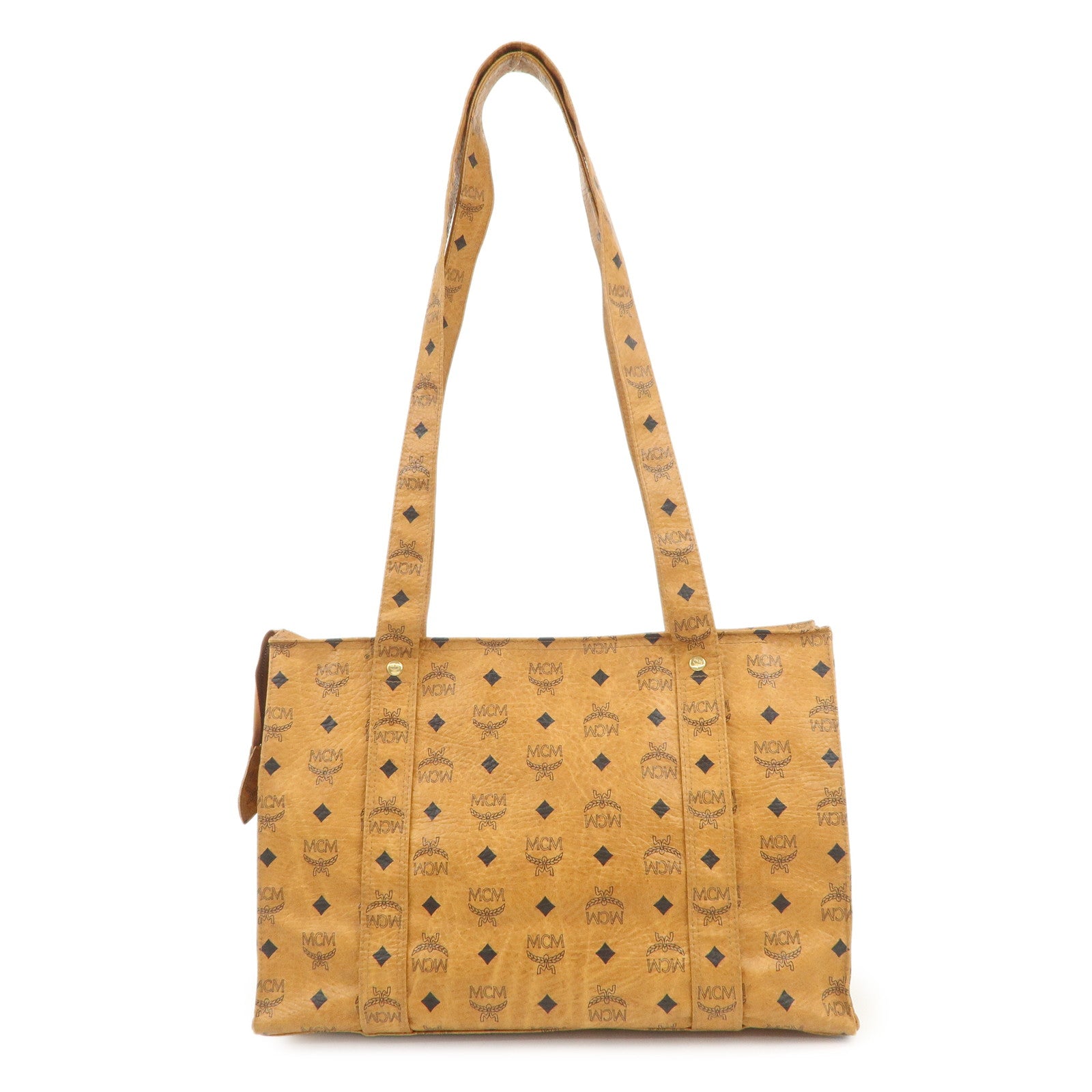 MCM Visetos Leather Shoulder Bag Tote Bag Brown