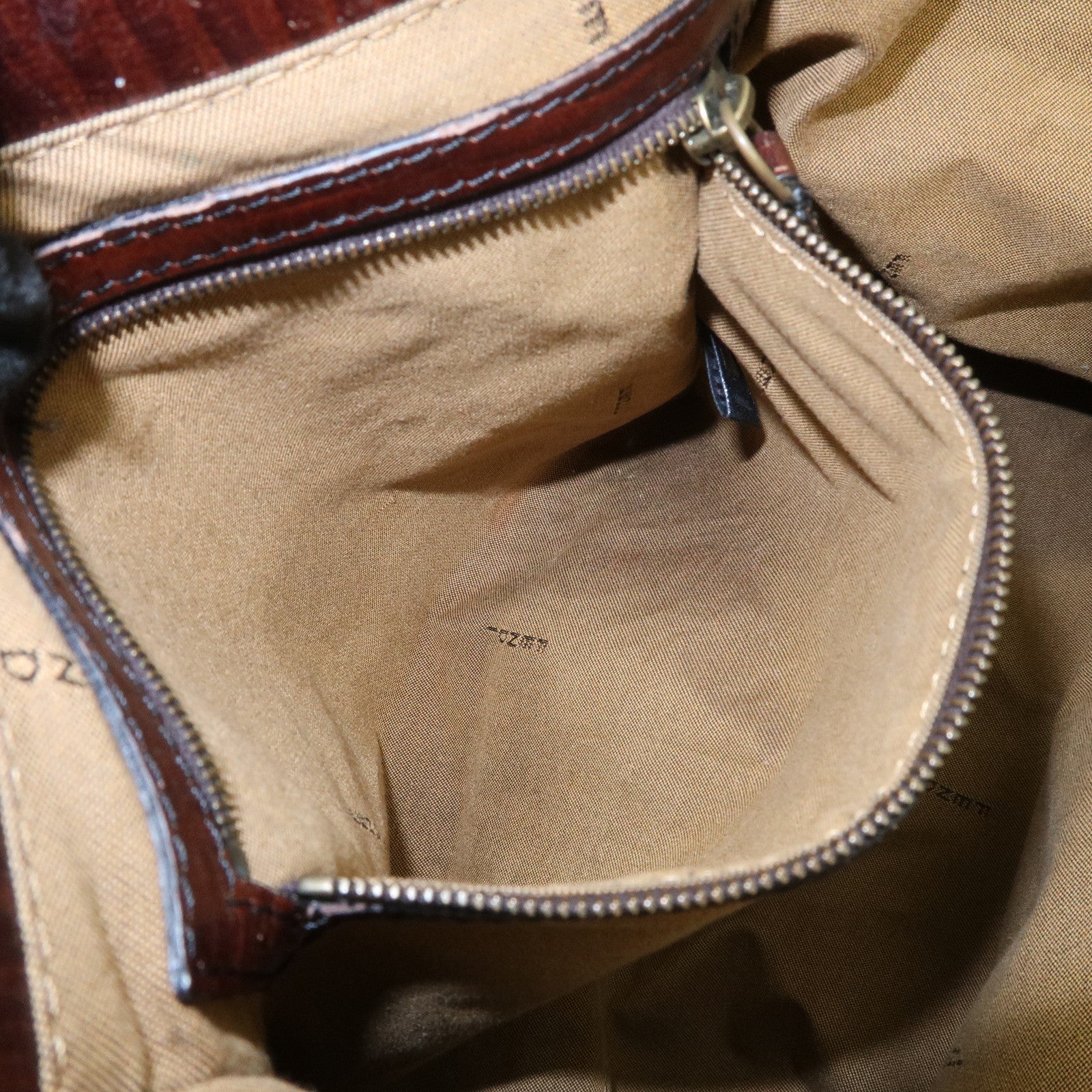 FENDI Suede Leather Ethnico Tote Bag Shoulder Bag Brown 8BN157