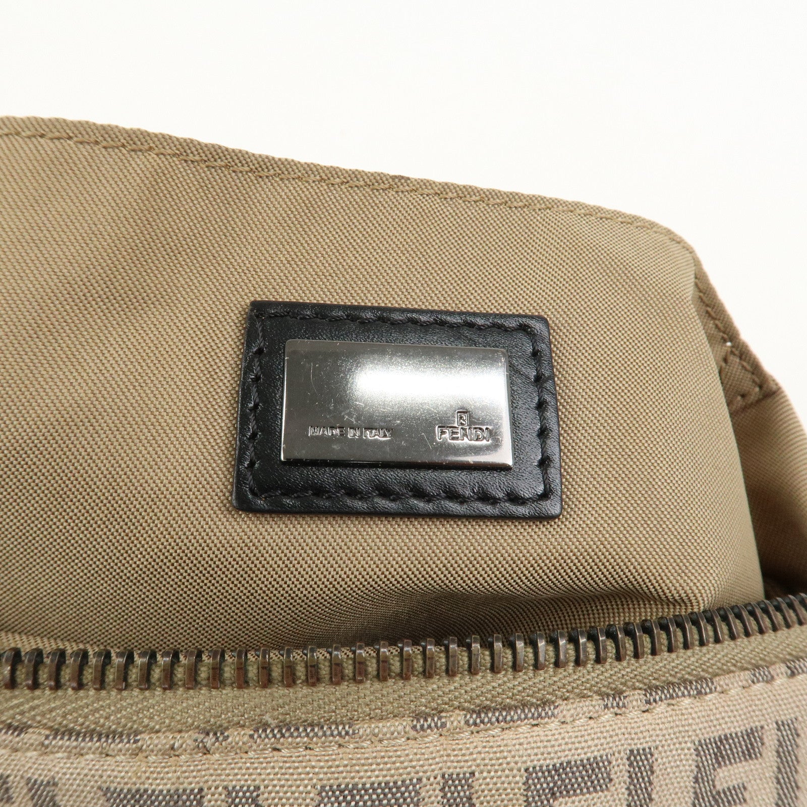 FENDI Zucchino Canvas Leather Shoulder Bag Crossbody Bag 8BT047