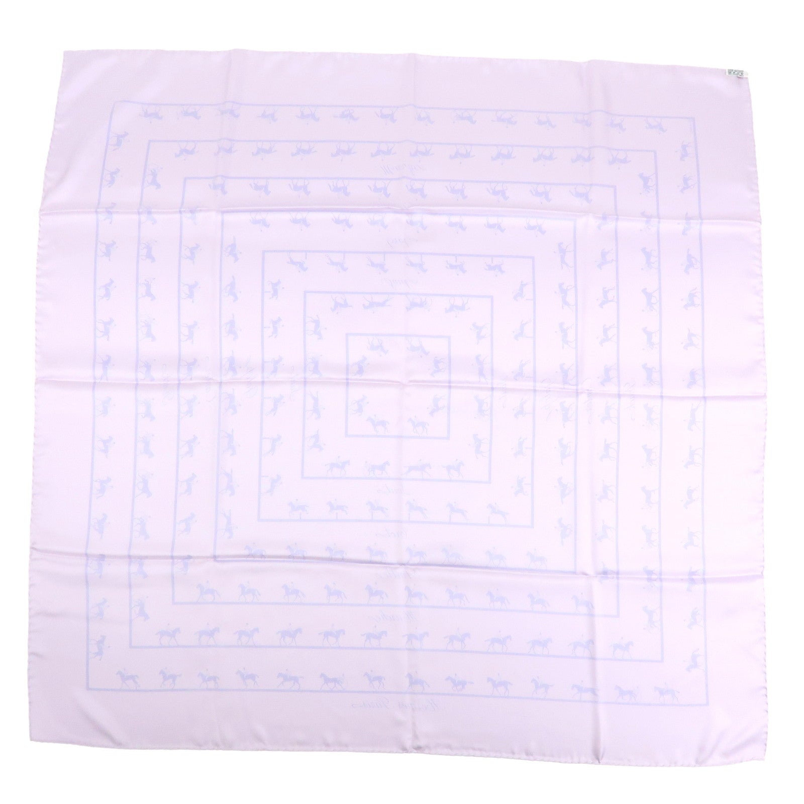 HERMES Carre 90 Silk 100% Saut Galop Canter Rack Scarf Light Purple