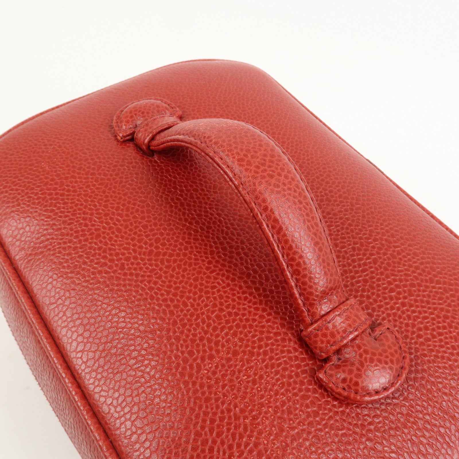 CHANEL COCO Mark Caviarskin Vanity Bag Hand Bag Red A01998