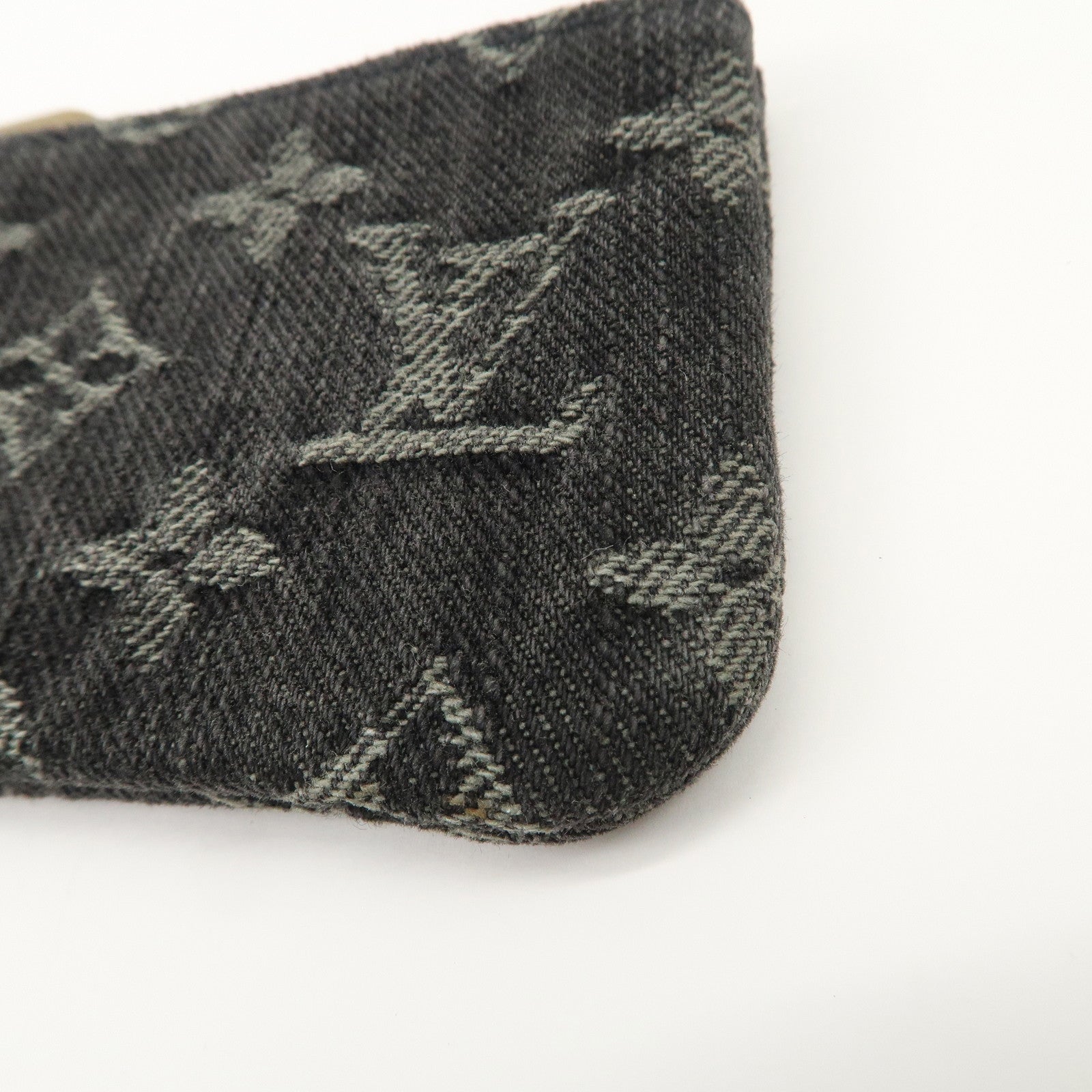 Louis Vuitton Monogram Denim Pochette Cles Coin Case Black M95616