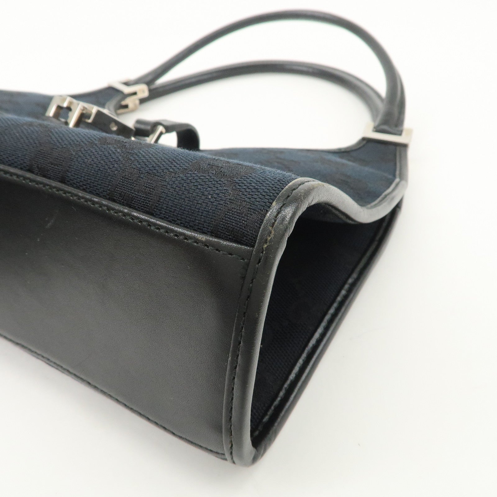GUCCI Jackie GG Canvas Leather Shoulder Bag Hand Bag Black 002.1068