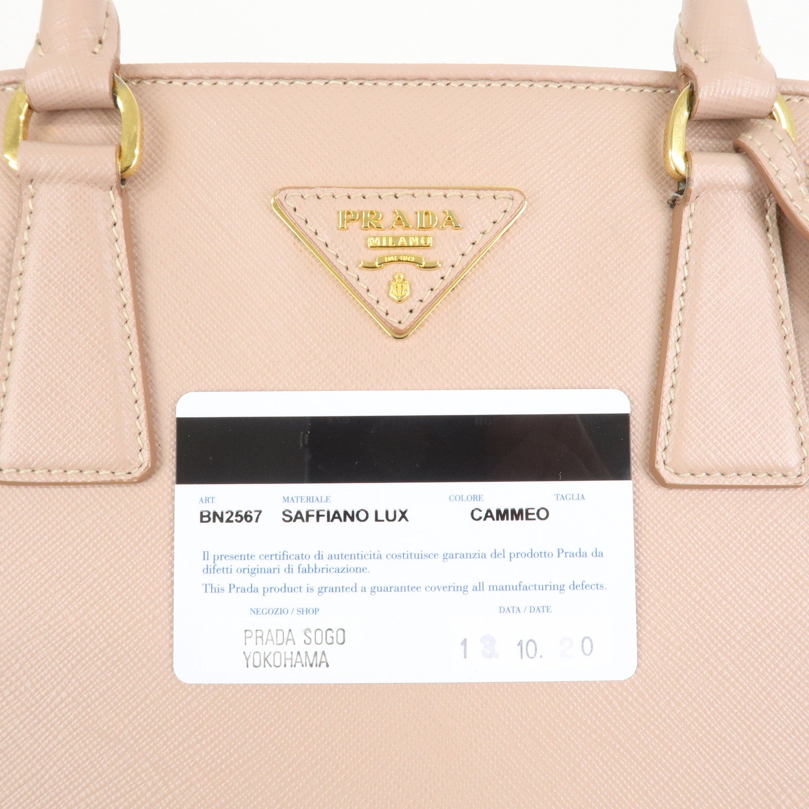 PRADA Triangle Logo Saffiano Leather 2Way Bag Hand Bag Pink BN2567