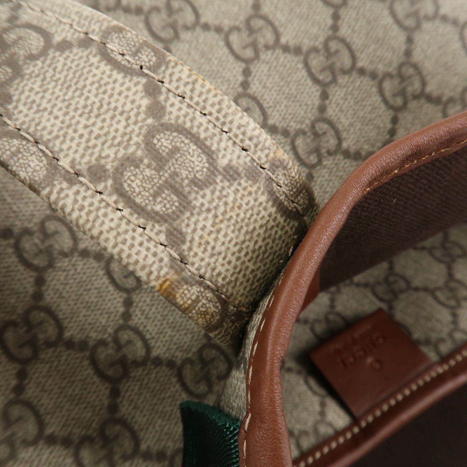 GUCCI Sherry GG Supreme Leather Tote Bag Beige Brown 211135 Used